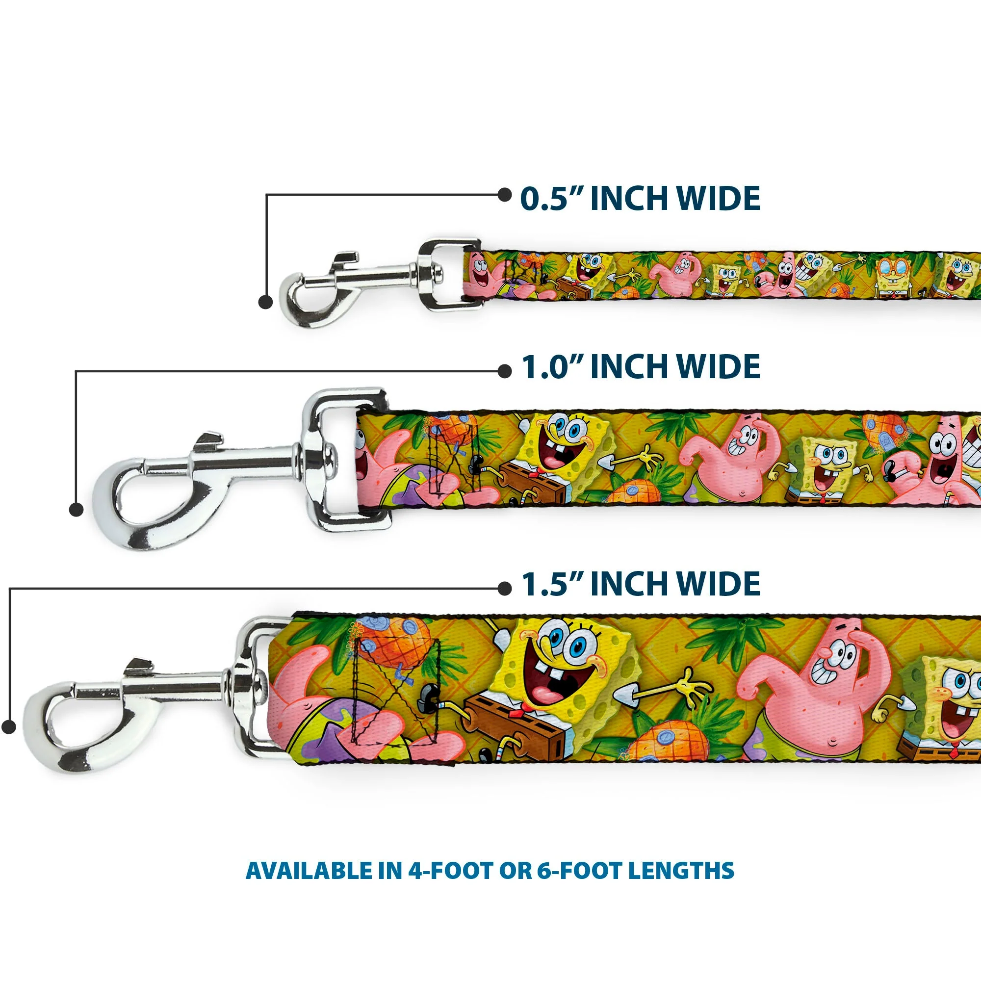 Dog Leash - SpongeBob & Patrick Starfish Poses Pineapple Gold - Image 3