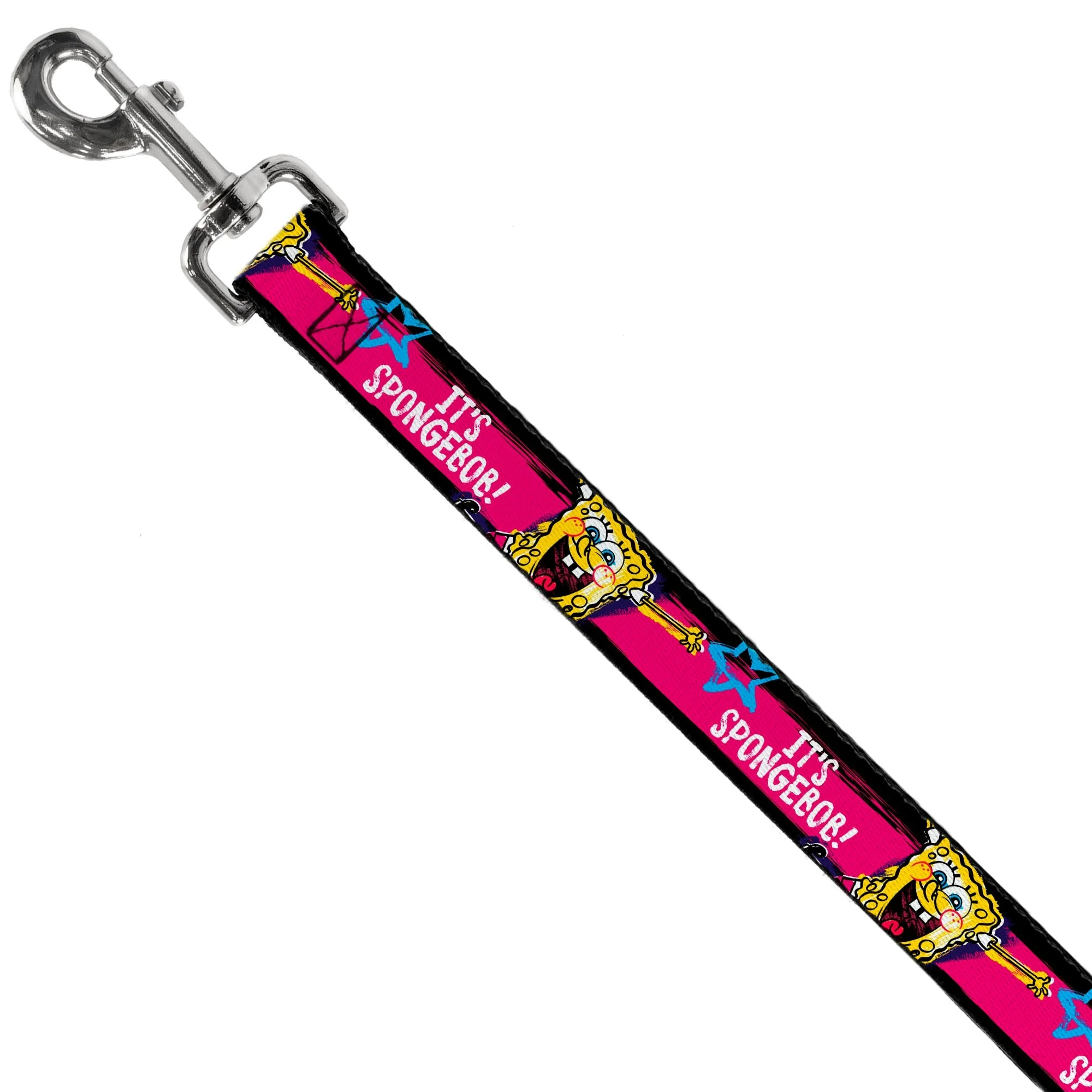 Dog Leash - SpongeBob Pose IT'S SPONGEBOB! Stripe Black/Pink/Blue/White - Image 2
