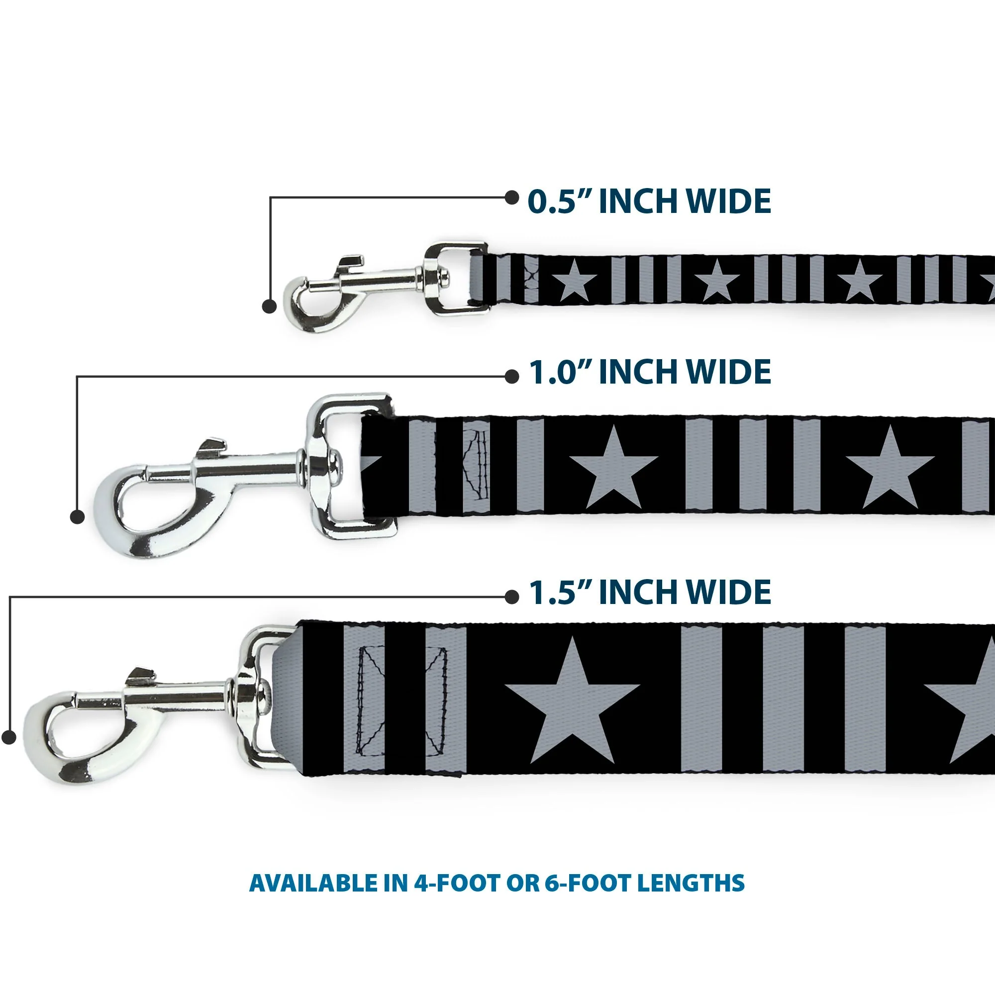 Dog Leash - Star and Three Stripes Black/Gray - Image 3