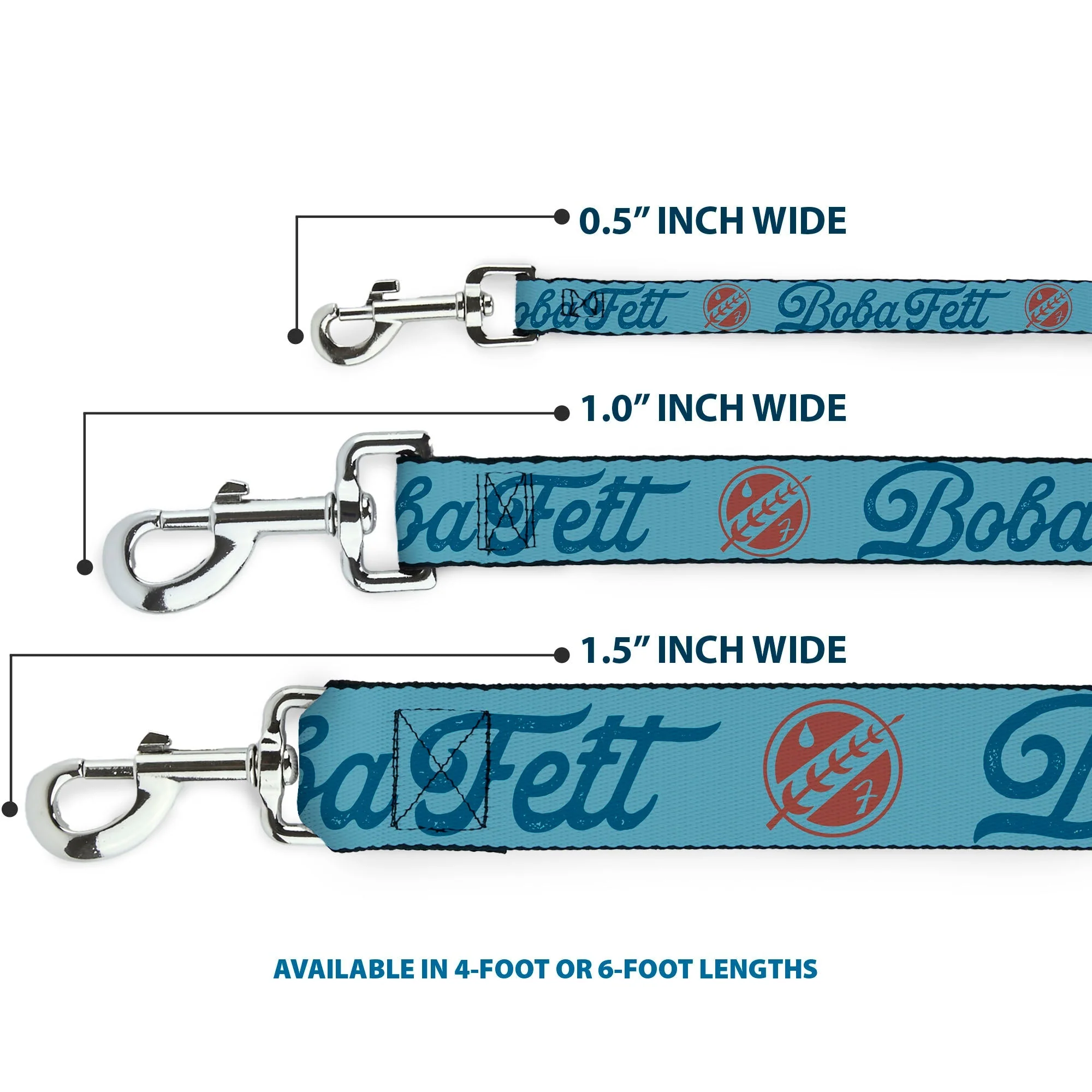 Dog Leash - Star Wars BOBA FETT Script and Logo Blues/Red - Image 3