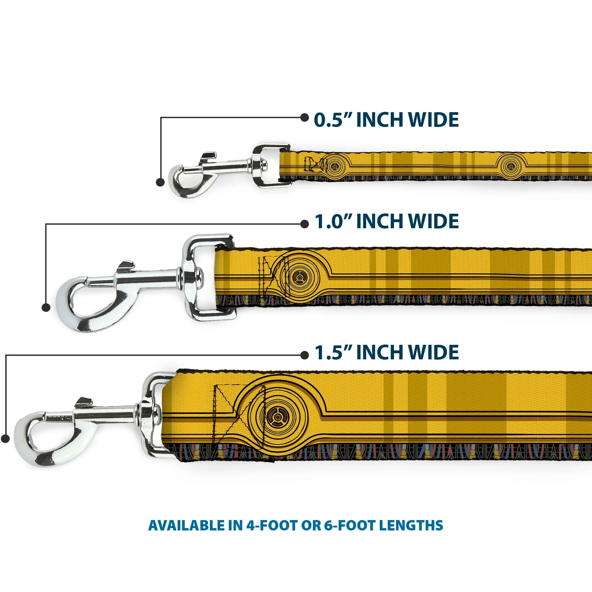 Dog Leash - Star Wars C3-PO Wires Bounding2 Yellows/Black/Multi Color - Image 3