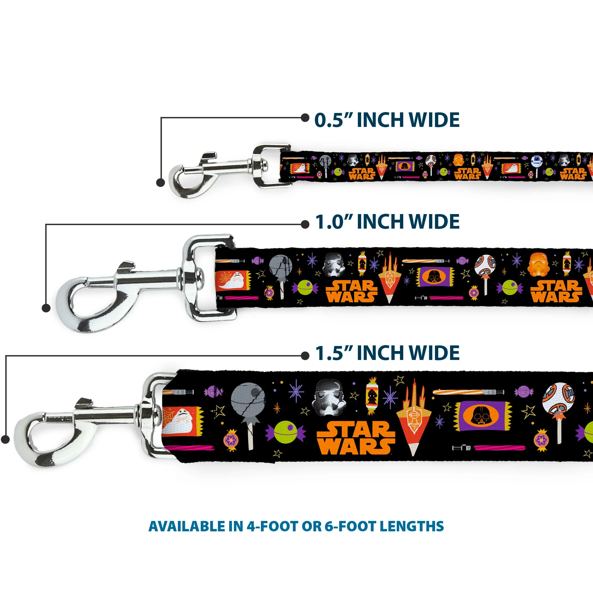 Dog Leash - Star Wars Festive Candy Icons Collage Black/Multi Color - Image 3