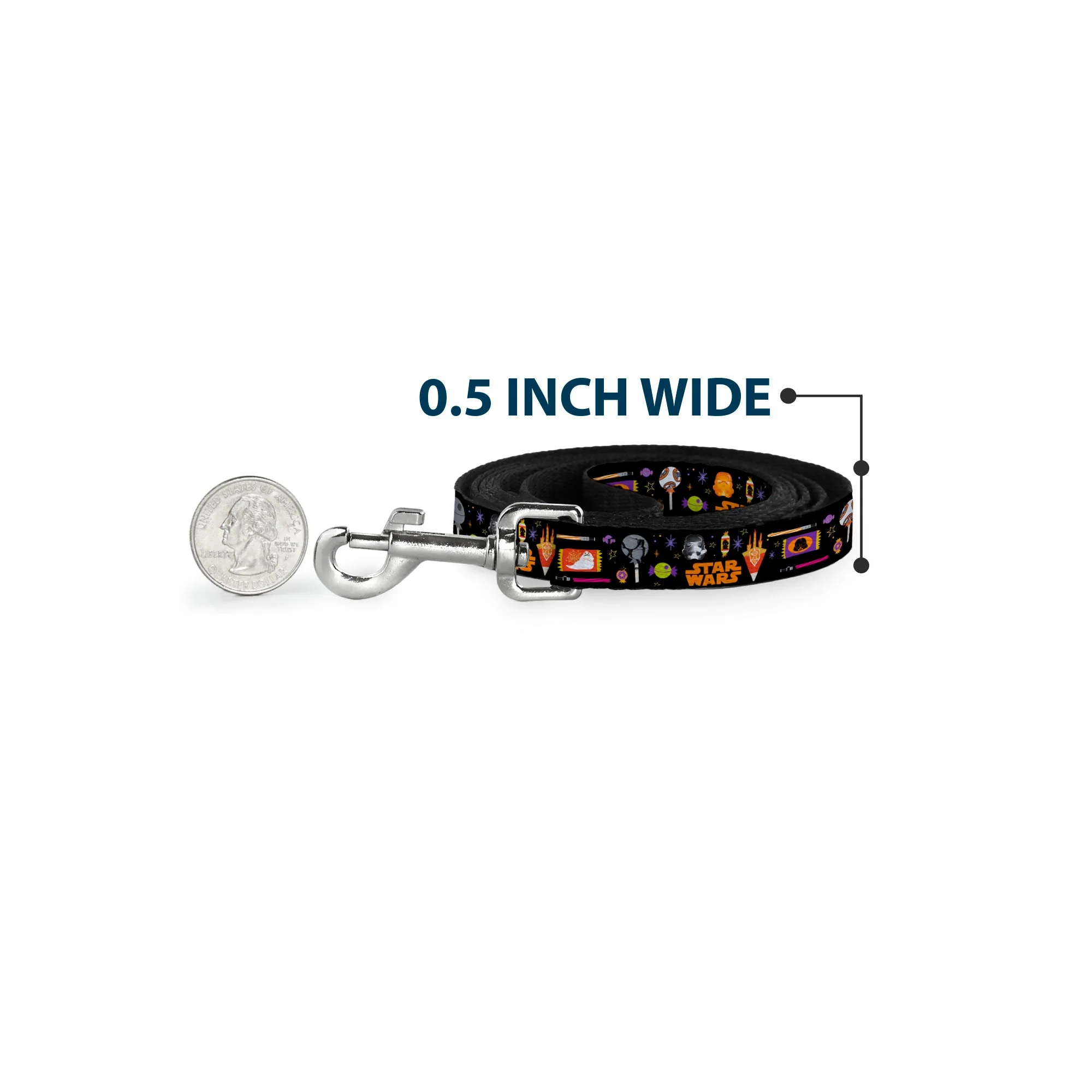 Dog Leash - Star Wars Festive Candy Icons Collage Black/Multi Color - Image 4