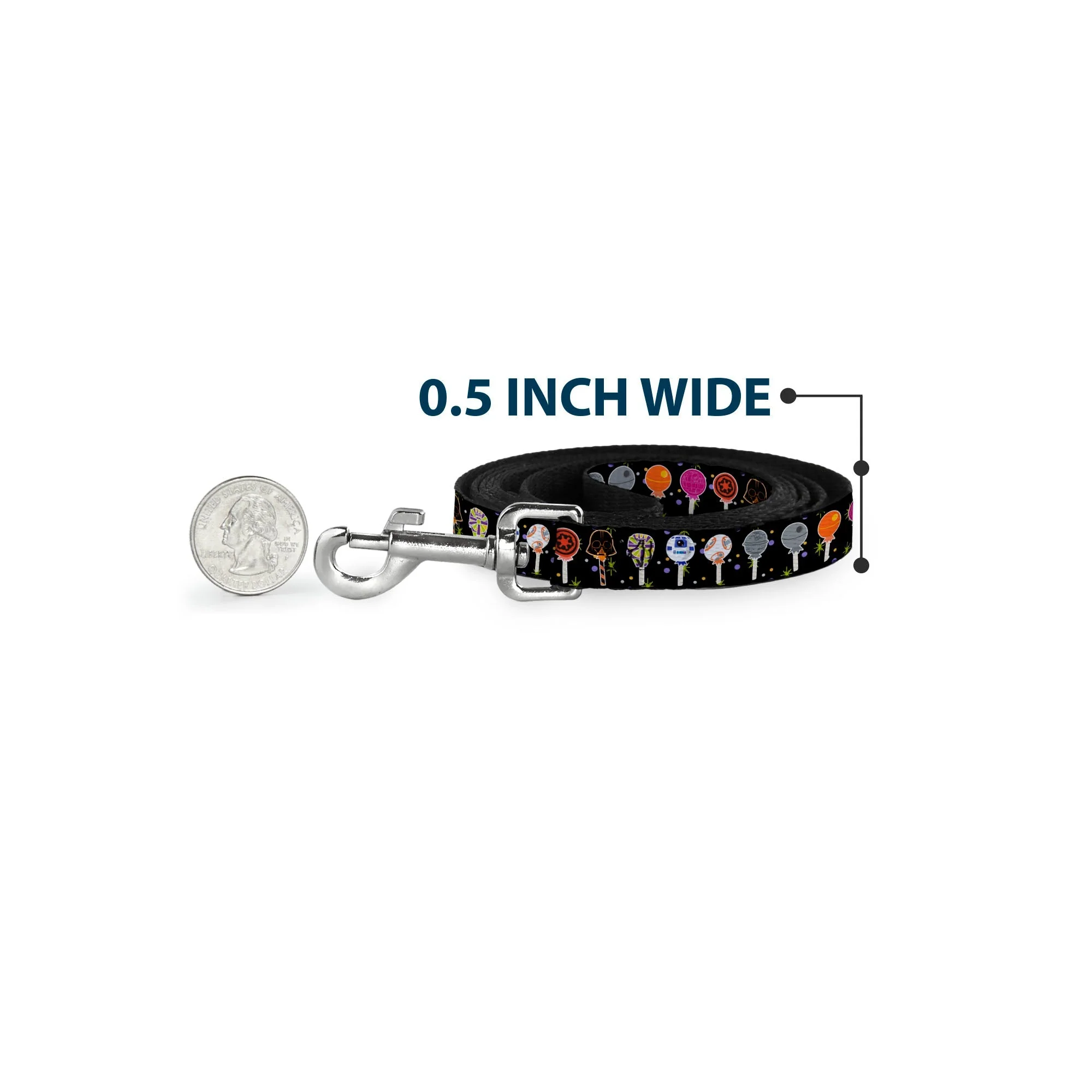 Dog Leash - Star Wars Festive Lollipop Icons Black/Multi Color - Image 4