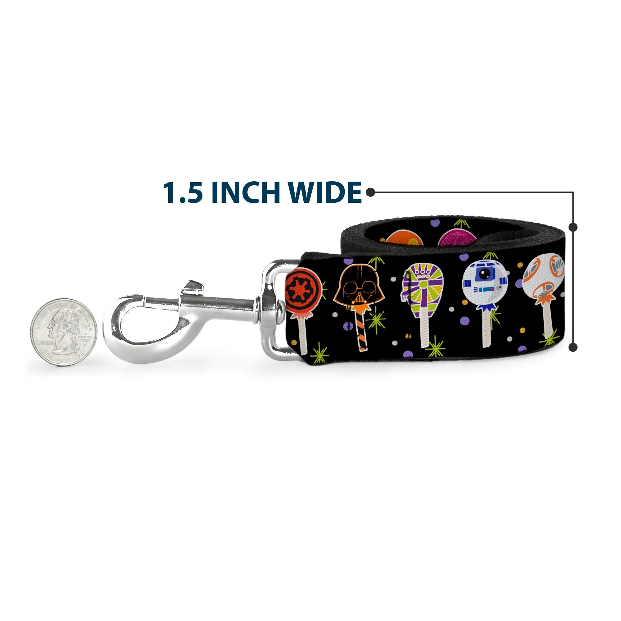 Dog Leash - Star Wars Festive Lollipop Icons Black/Multi Color - Image 6