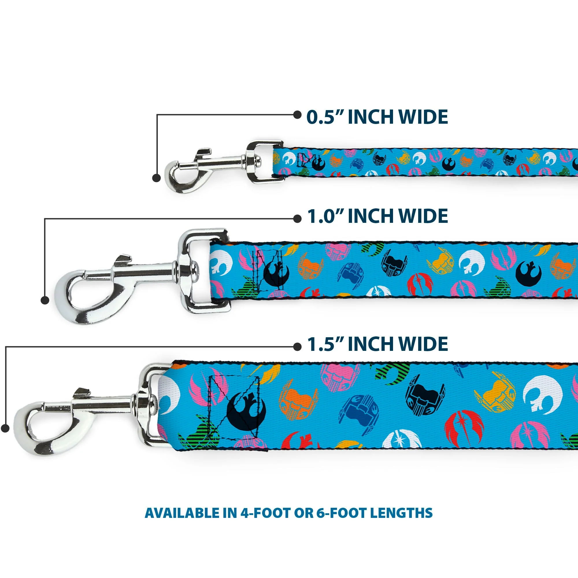 Dog Leash - Star Wars Jedi Order and Rebel Alliance Icons Scattered Blue/Multi Color - Image 3