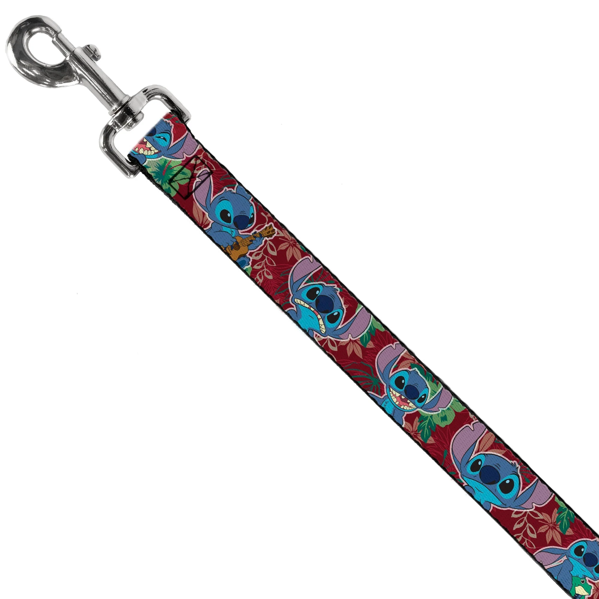 Dog Leash - Stitch 6-Expressions Tropical Flora Burgundy Reds/Greens - Image 2