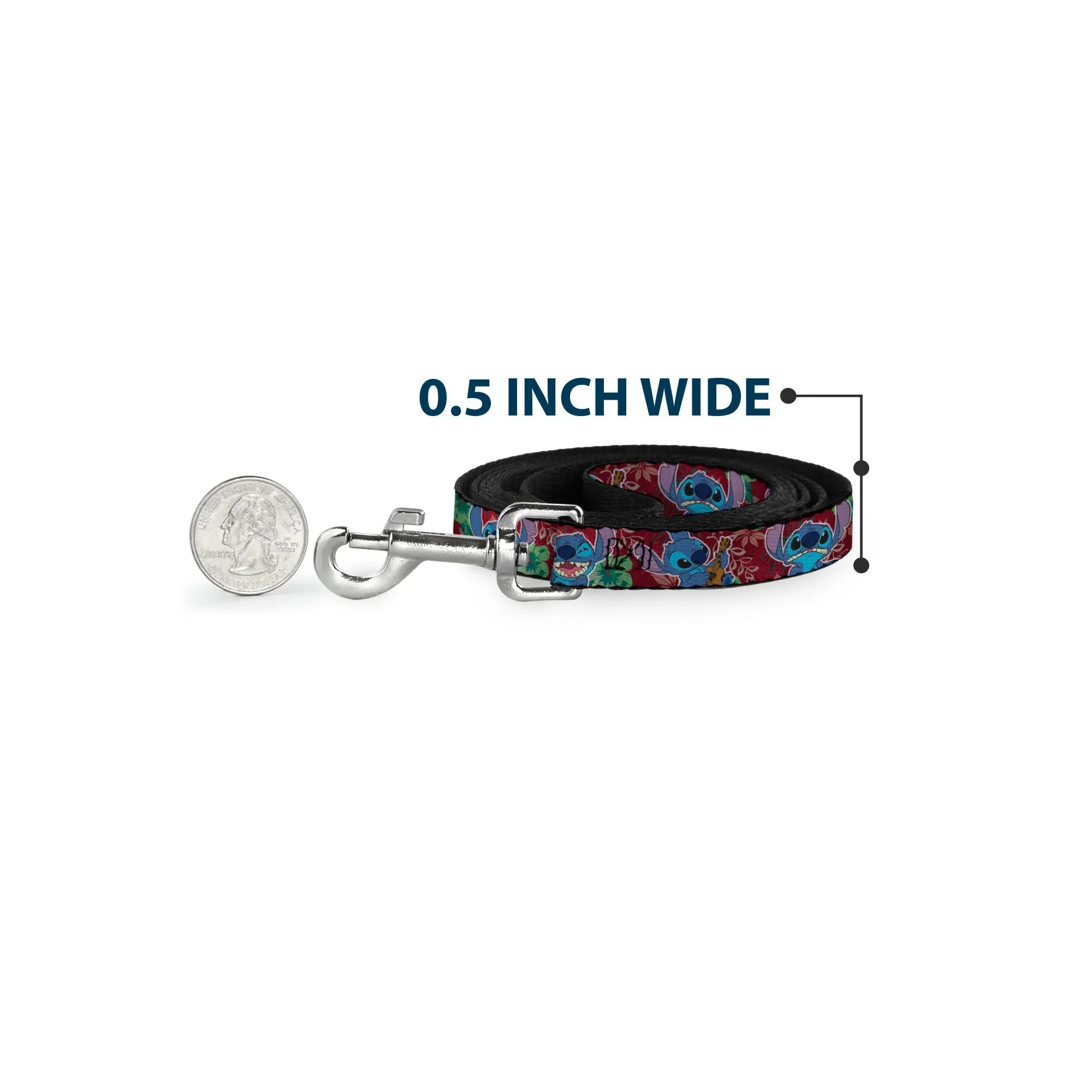 Dog Leash - Stitch 6-Expressions Tropical Flora Burgundy Reds/Greens - Image 4