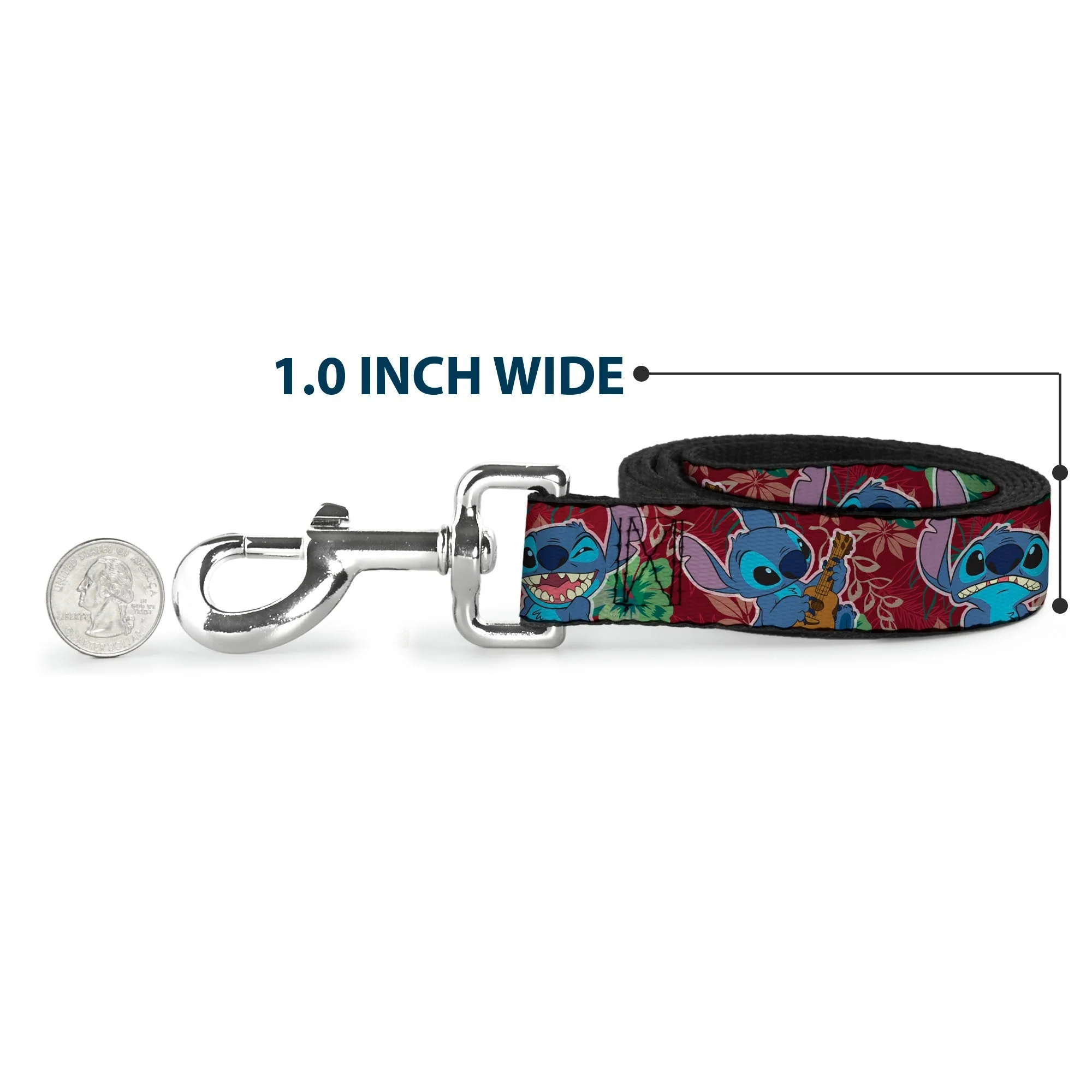 Dog Leash - Stitch 6-Expressions Tropical Flora Burgundy Reds/Greens - Image 5