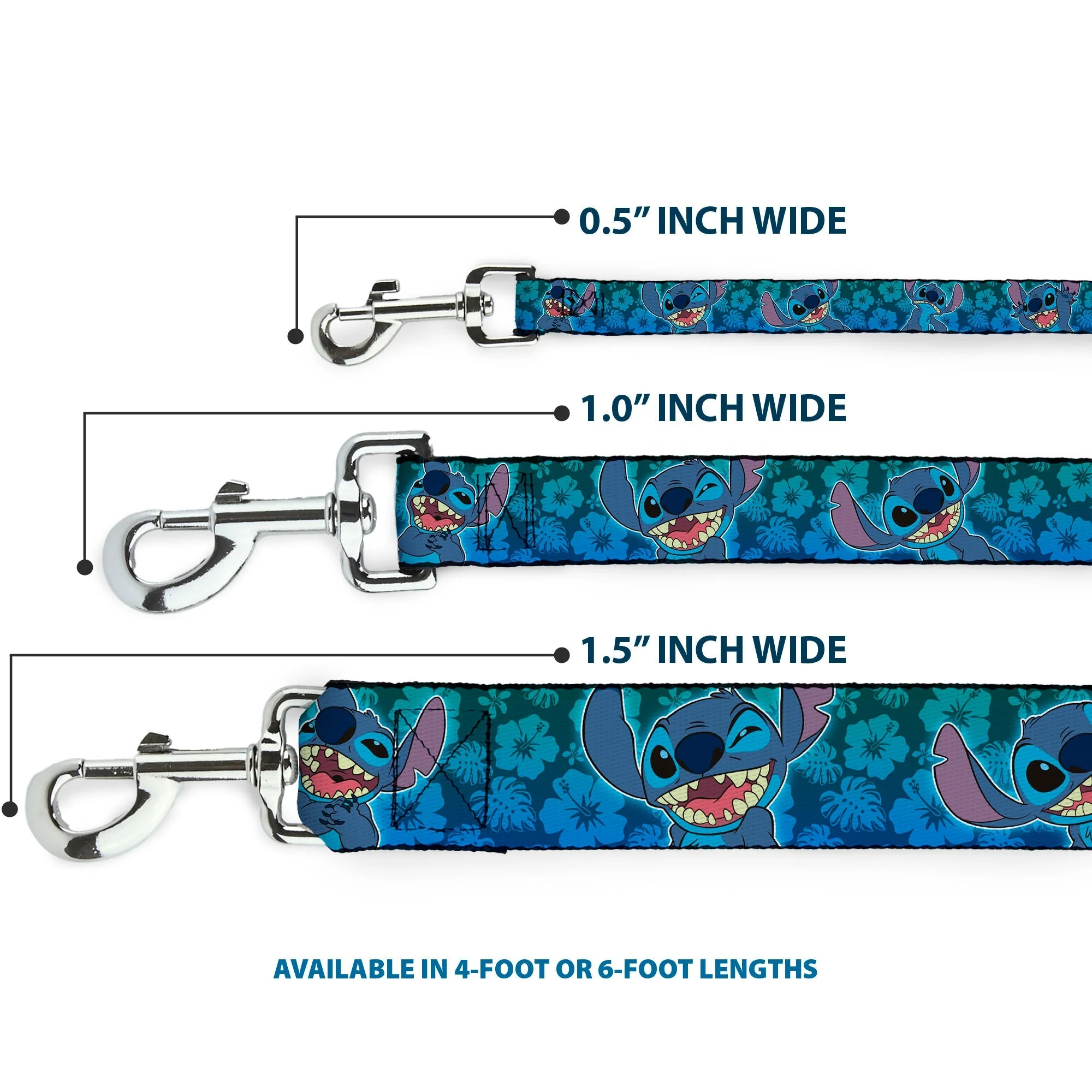 Dog Leash - Stitch Expressions/Hibiscus Collage Green-Blue Fade - Image 3