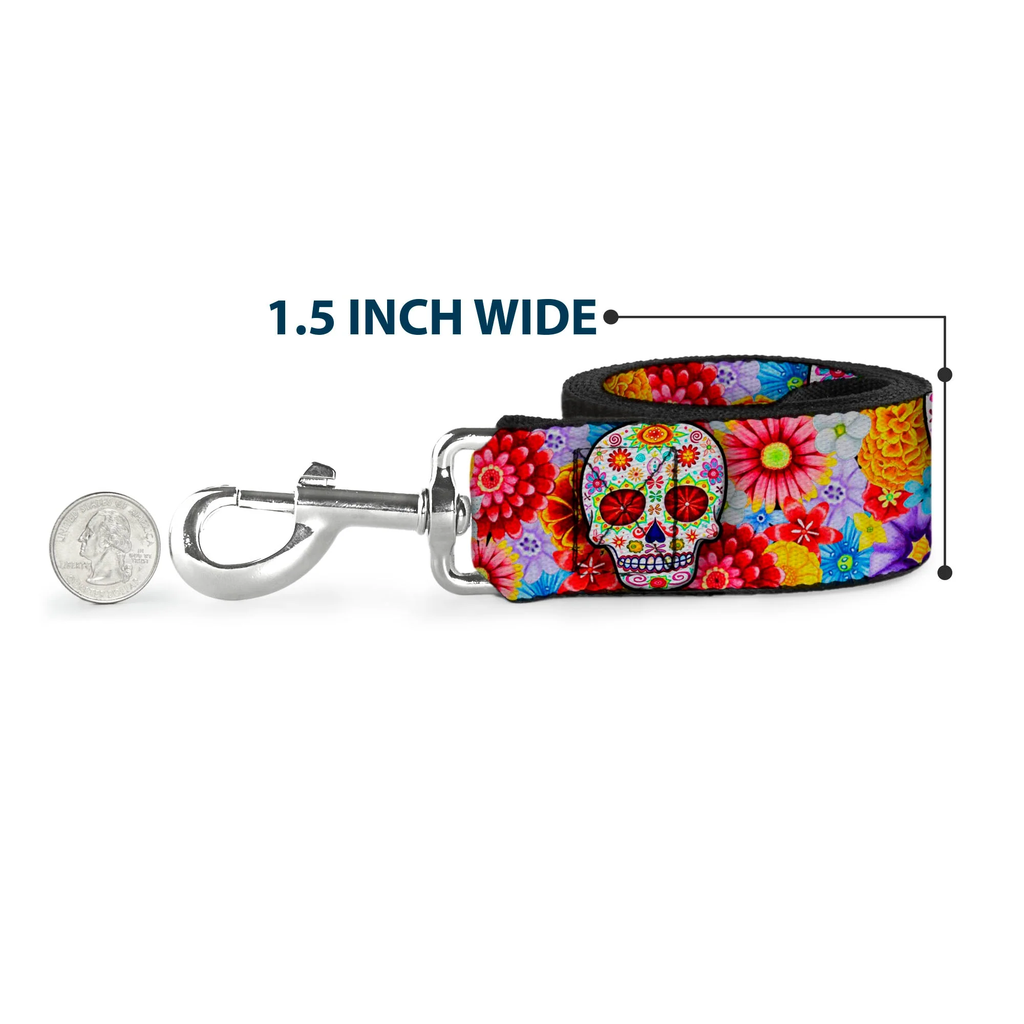 Dog Leash - Sugar Skull Starburst White/Multi Color - Image 6