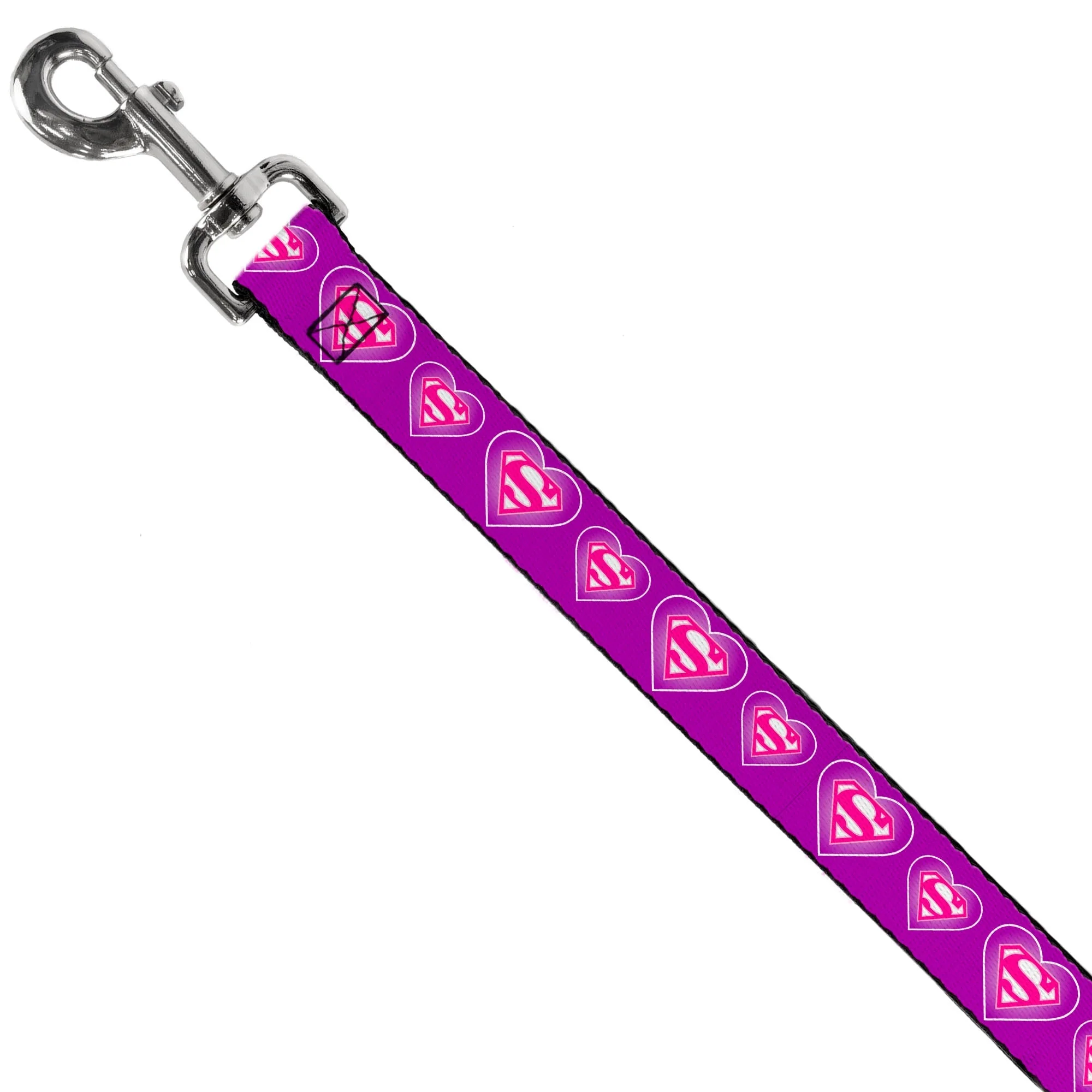 Dog Leash - Superman Logo in Heart Purple/White/Pink - Image 2