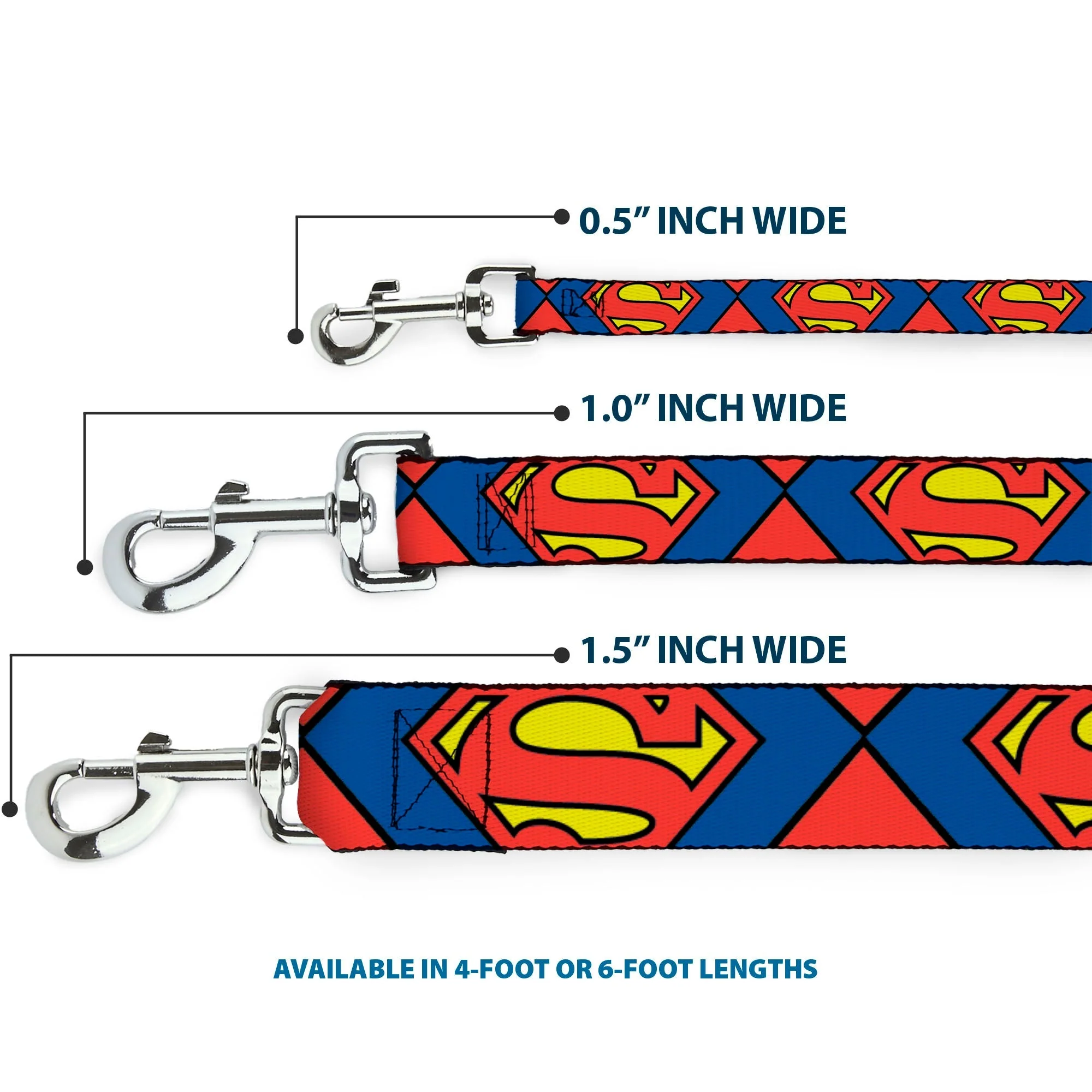 Dog Leash - Superman Shield CLOSE-UP Blue/Red/Yellow - Image 3