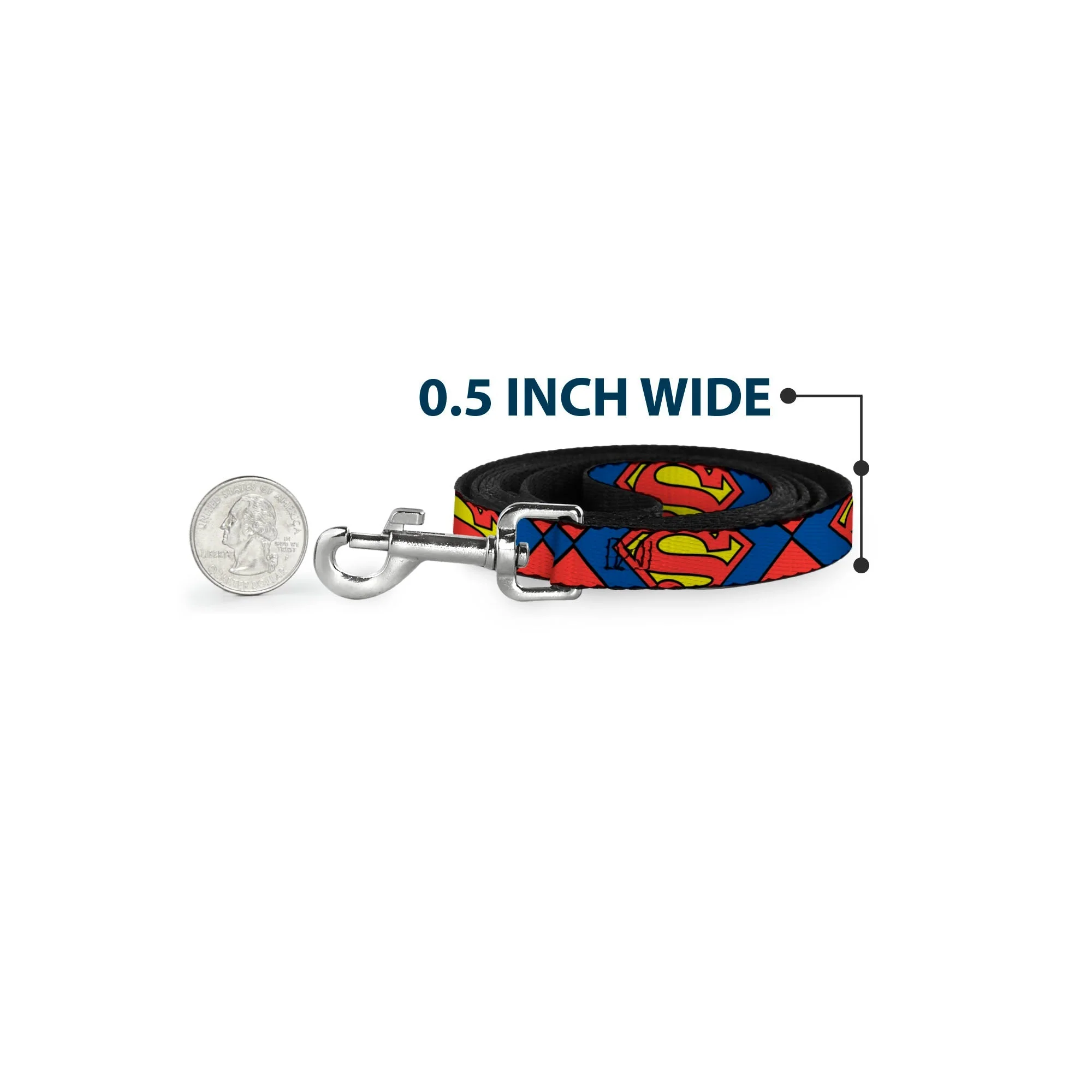 Dog Leash - Superman Shield CLOSE-UP Blue/Red/Yellow - Image 4