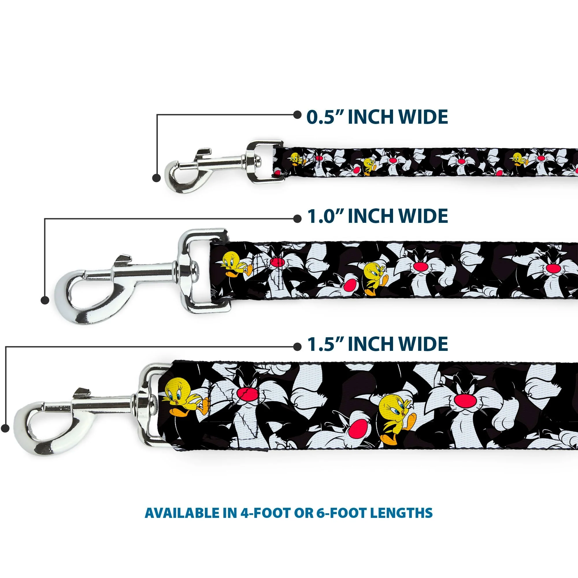 Dog Leash - Sylvester and Tweety Poses Scattered Charcoal - Image 3