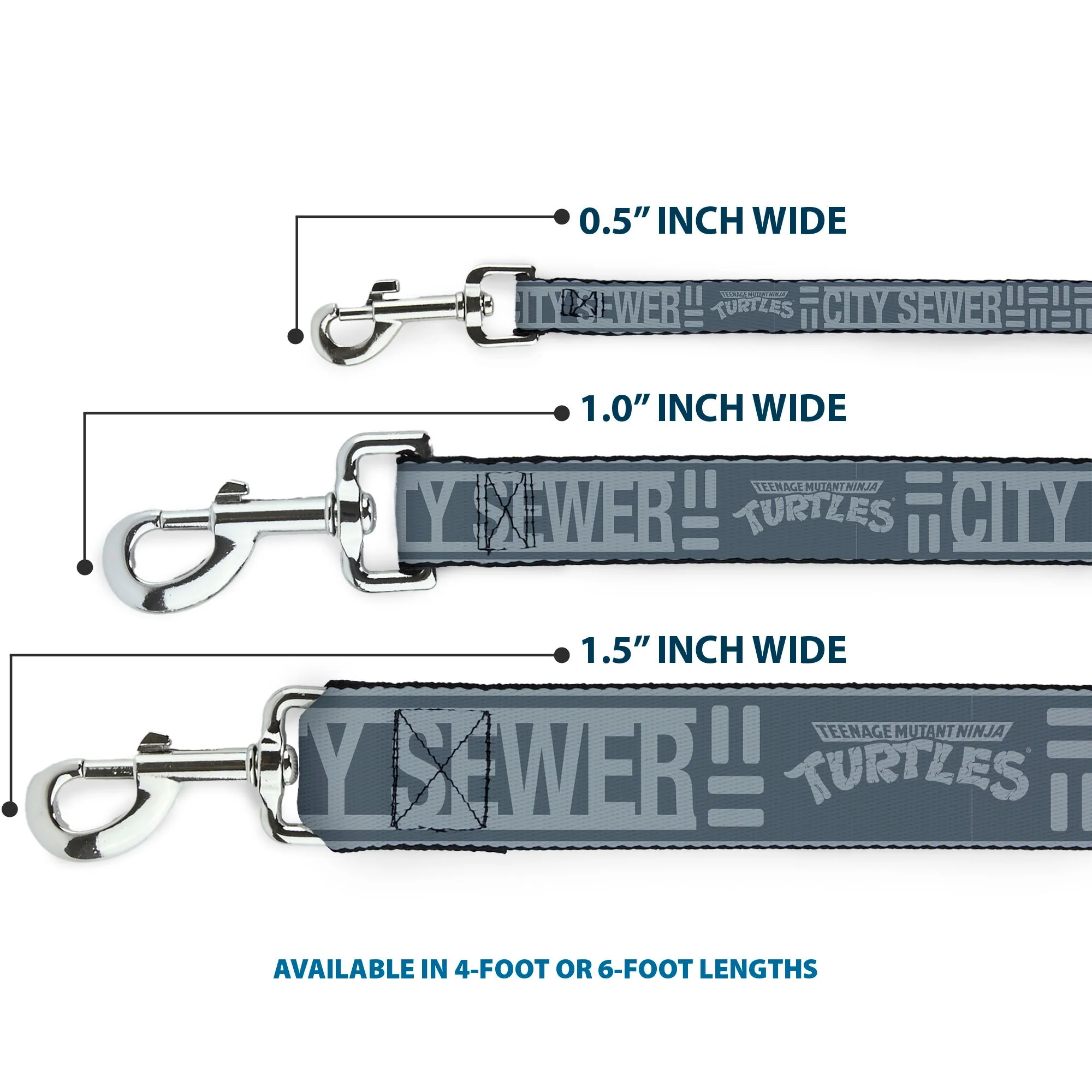 Dog Leash - TEENAGE MUTANT NINJA TURTLES CITY SEWER Title Logo Grays - Image 3