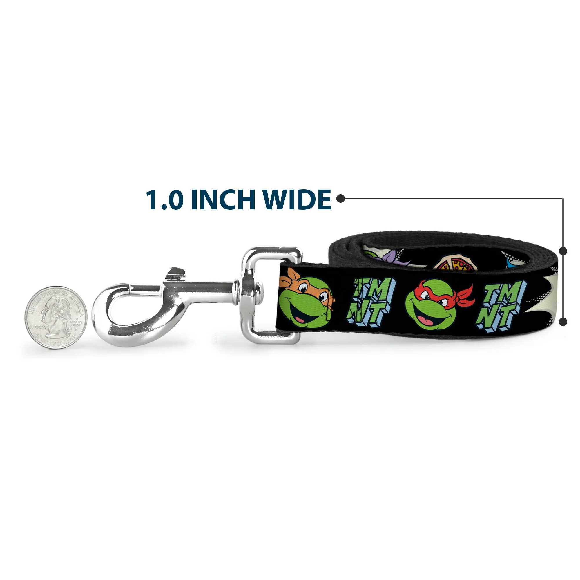 Dog Leash - Teenage Mutant Ninja Turtles Faces and Icons Black/Multi Color - Image 5