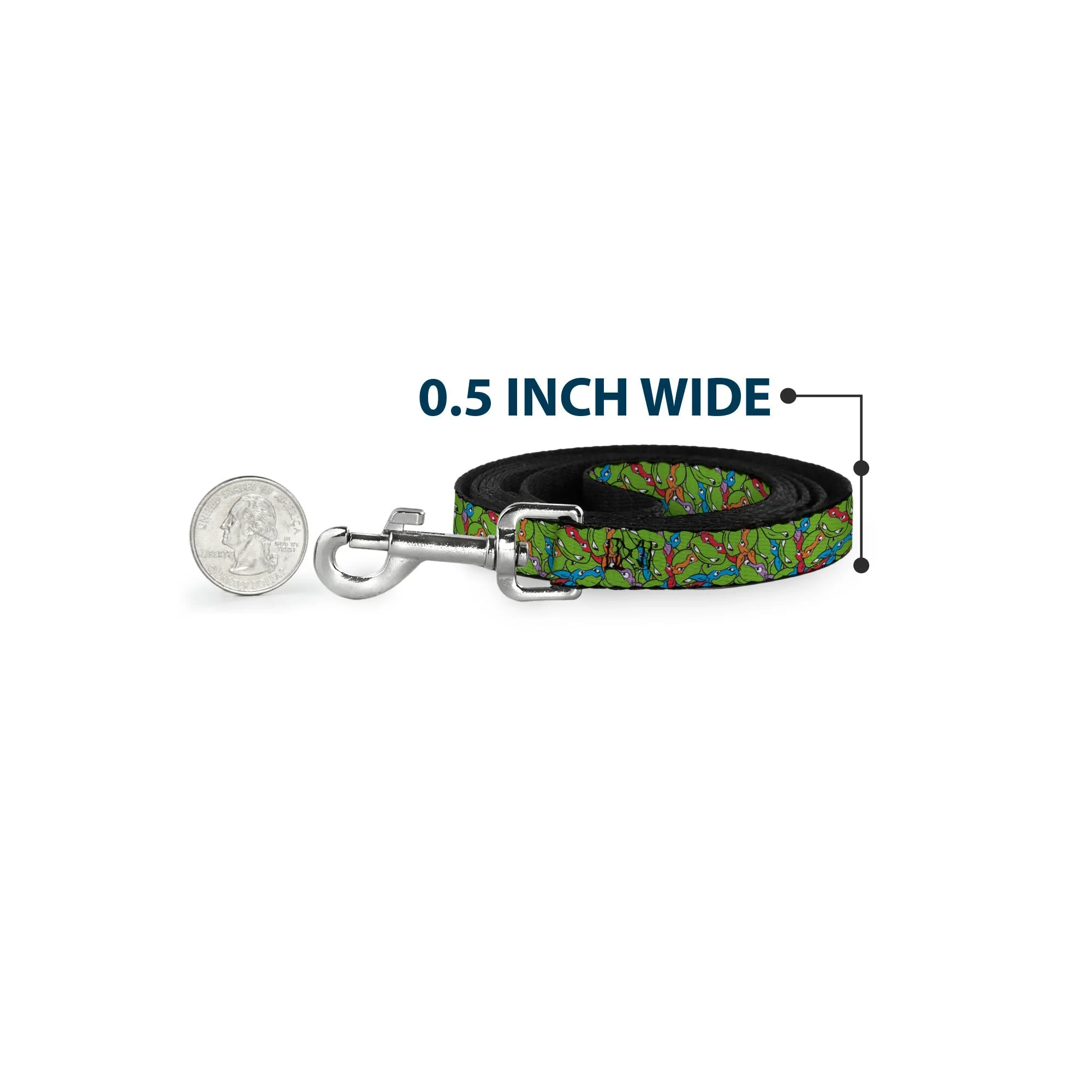 Dog Leash - Teenage Mutant Ninja Turtles Faces Stacked Green/Multi Color - Image 4