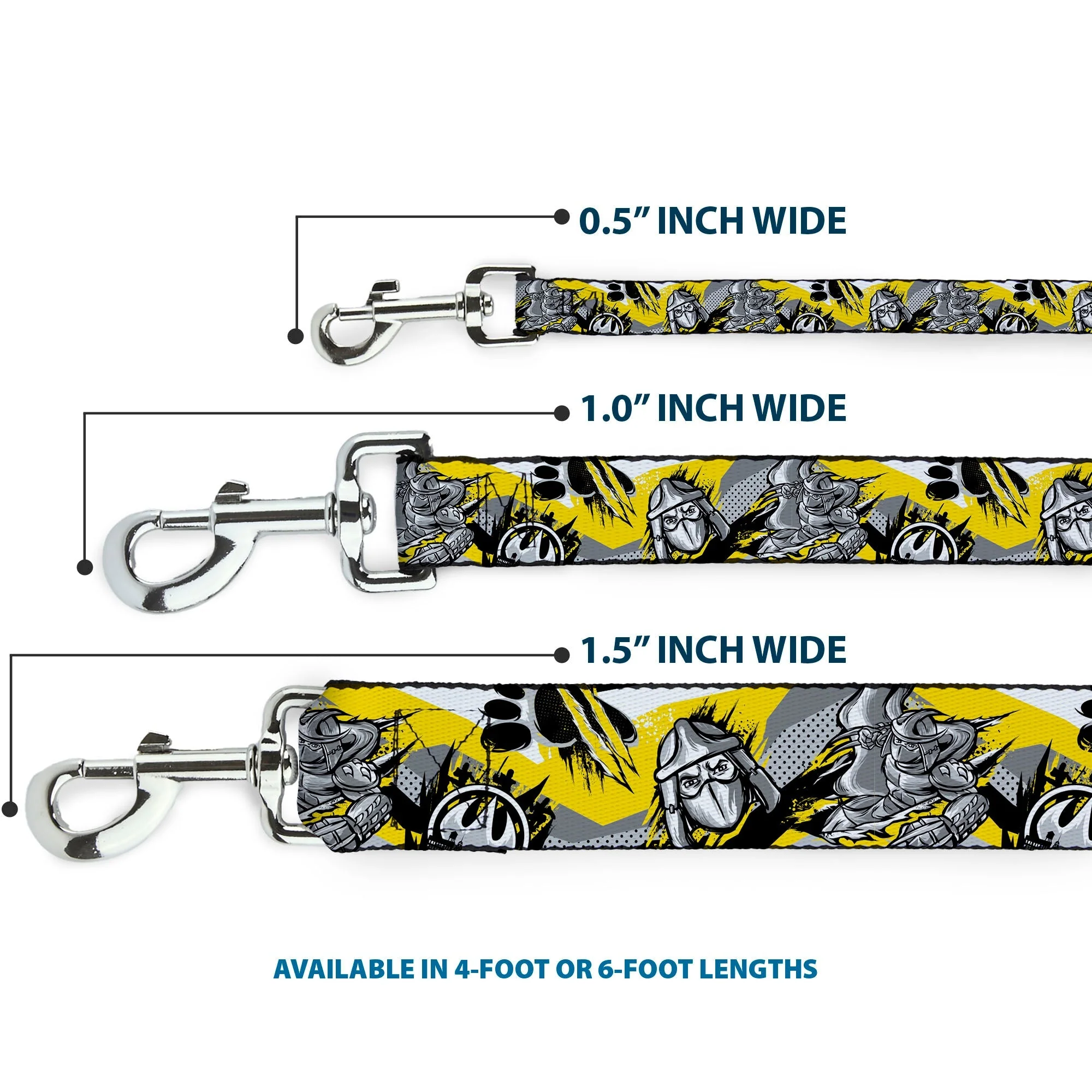 Dog Leash - Teenage Mutant Ninja Turtles Shredder Pose and Icons Grays/Yellow - Image 3