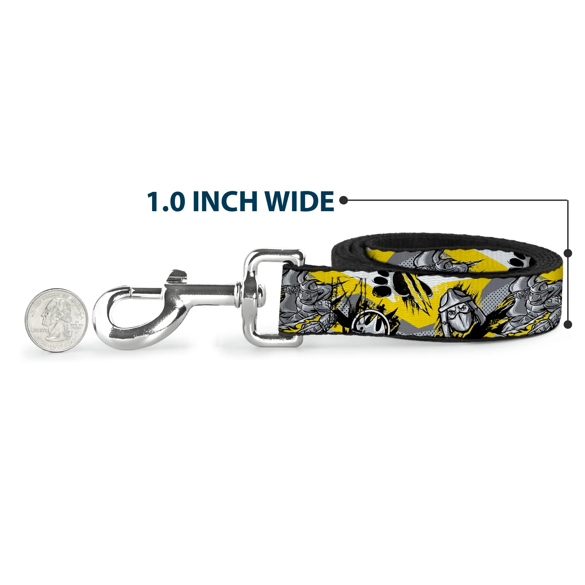 Dog Leash - Teenage Mutant Ninja Turtles Shredder Pose and Icons Grays/Yellow - Image 5