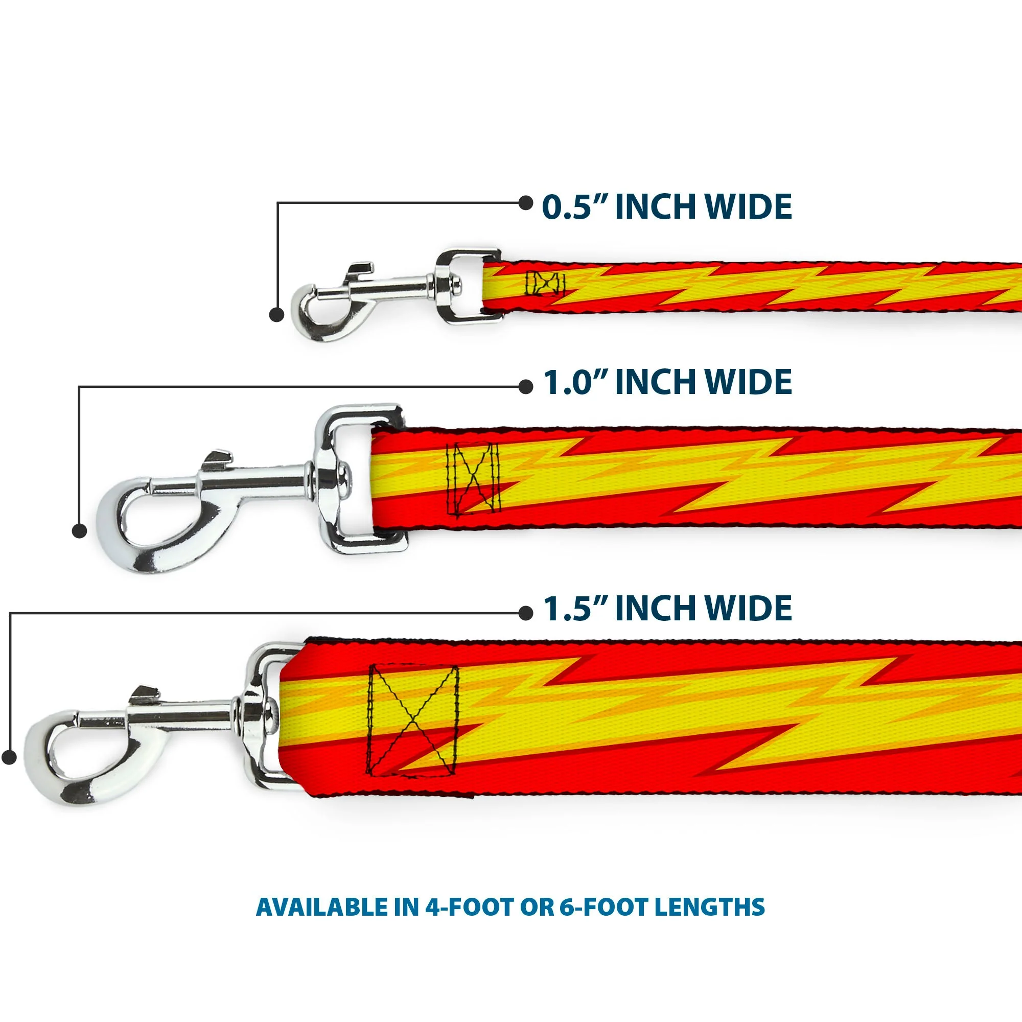 Dog Leash - The Flash Bolt Stripe Reds/Yellows - Image 3
