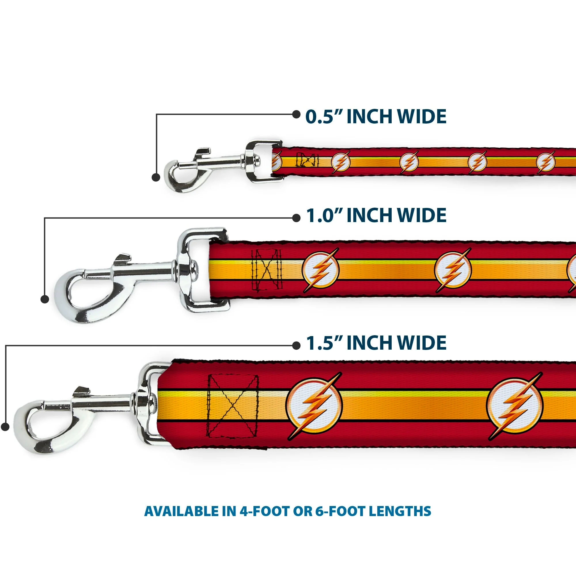 Dog Leash - The Flash Logo11/Stripe Burgundy/Black/Gold/White - Image 3