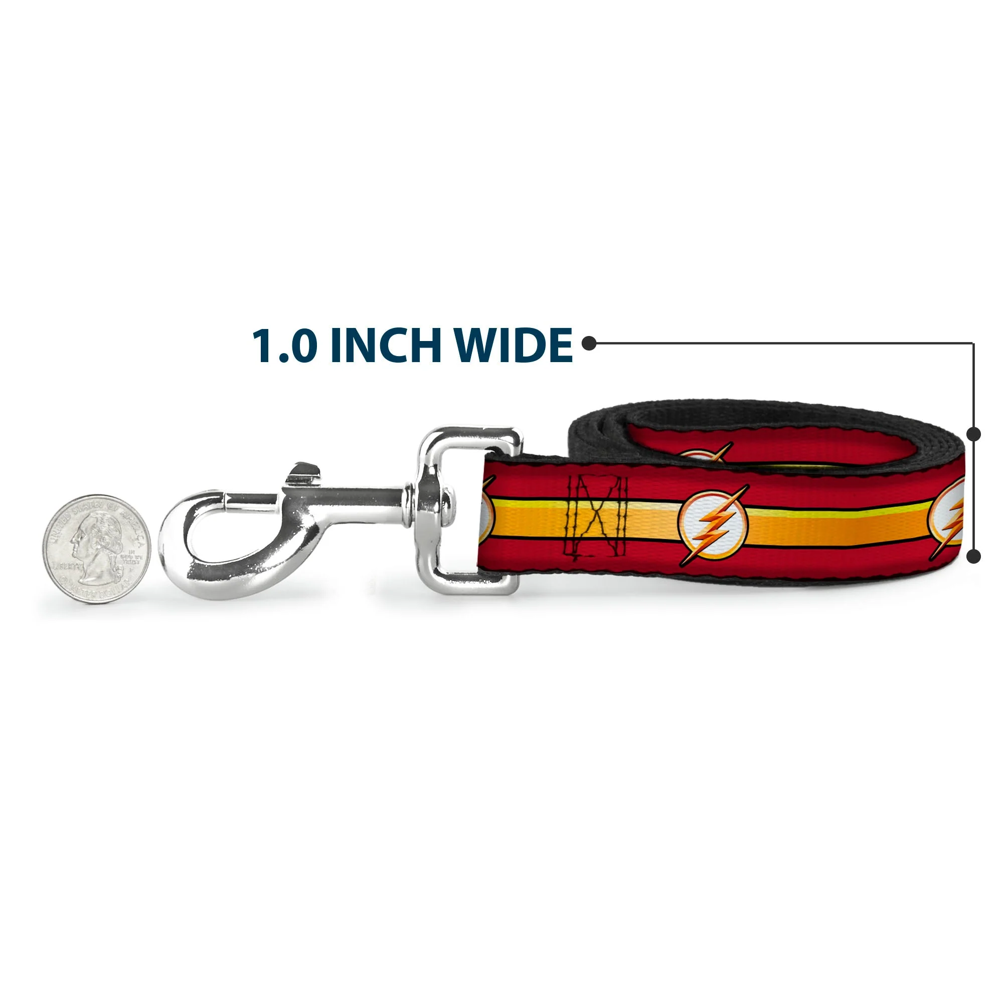 Dog Leash - The Flash Logo11/Stripe Burgundy/Black/Gold/White - Image 5