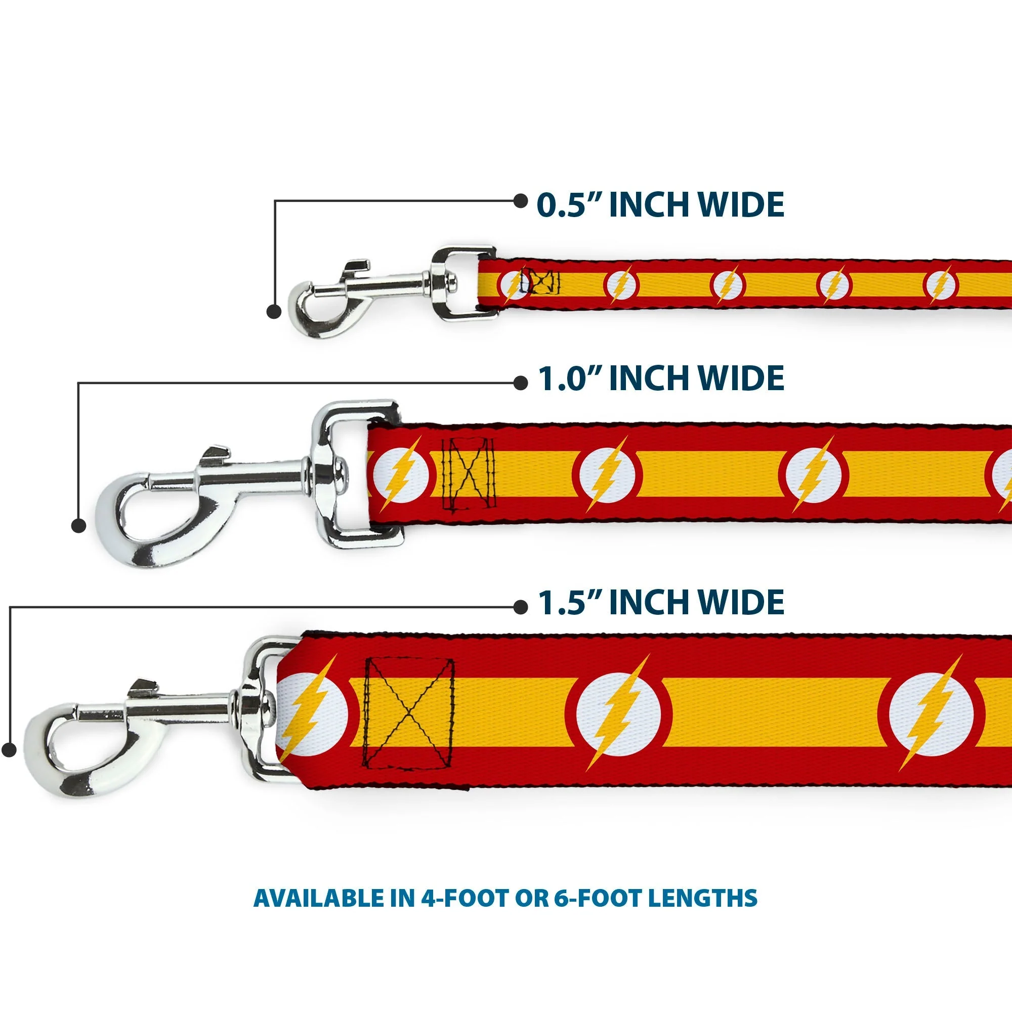 Dog Leash - The Flash Logo7/Stripe Red/White/Yellow - Image 3