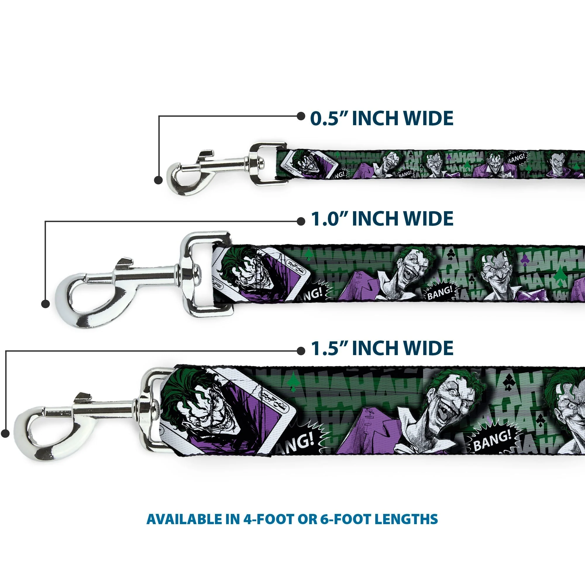 Dog Leash - The Joker 4-Poses/Joker Card HAHA/Smile/BANG! Grays/Greens/Purples - Image 3
