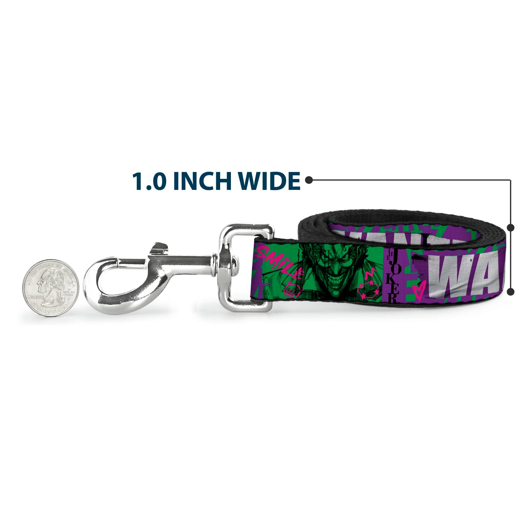 Dog Leash - THE JOKER WANTED Smiling Pose and Graffiti Purples/Greens - Image 5