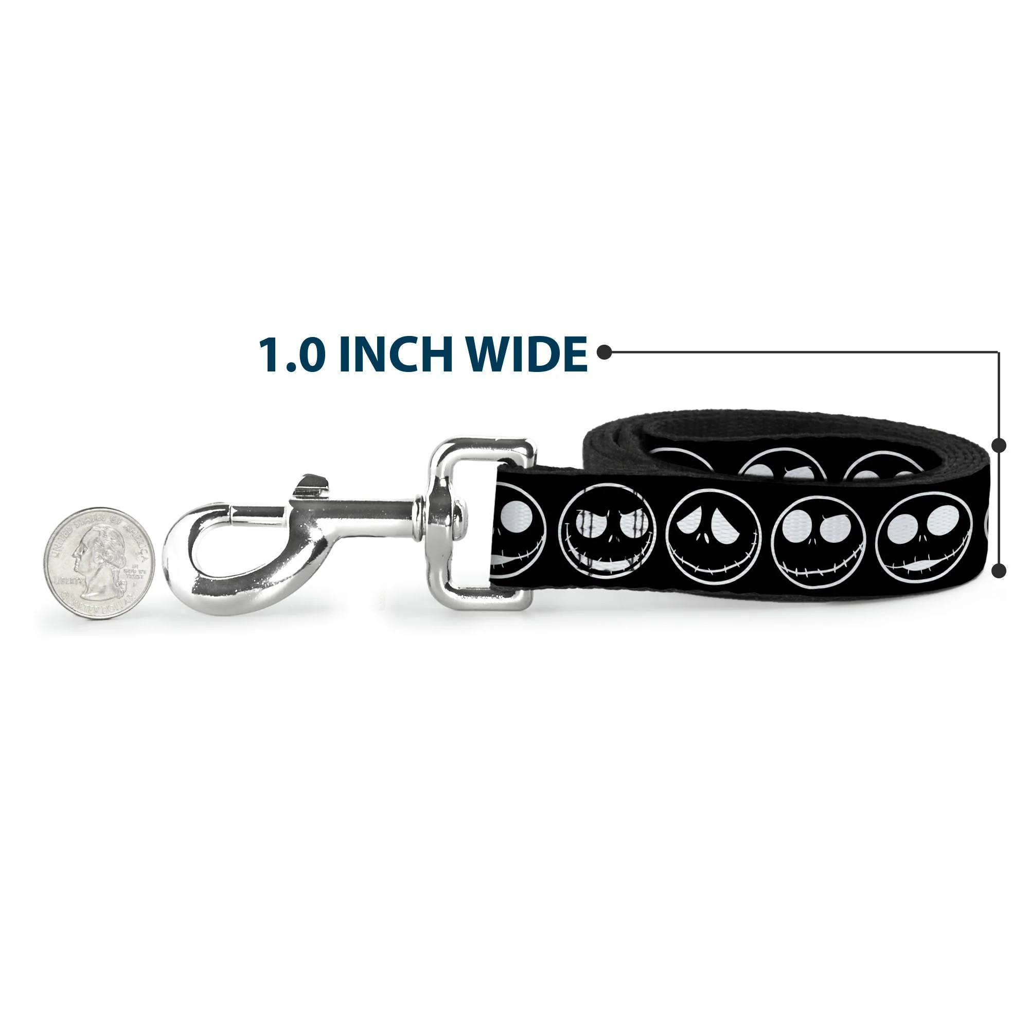 Dog Leash - The Nightmare Before Christmas Jack 5-Expressions Black/White - Image 5