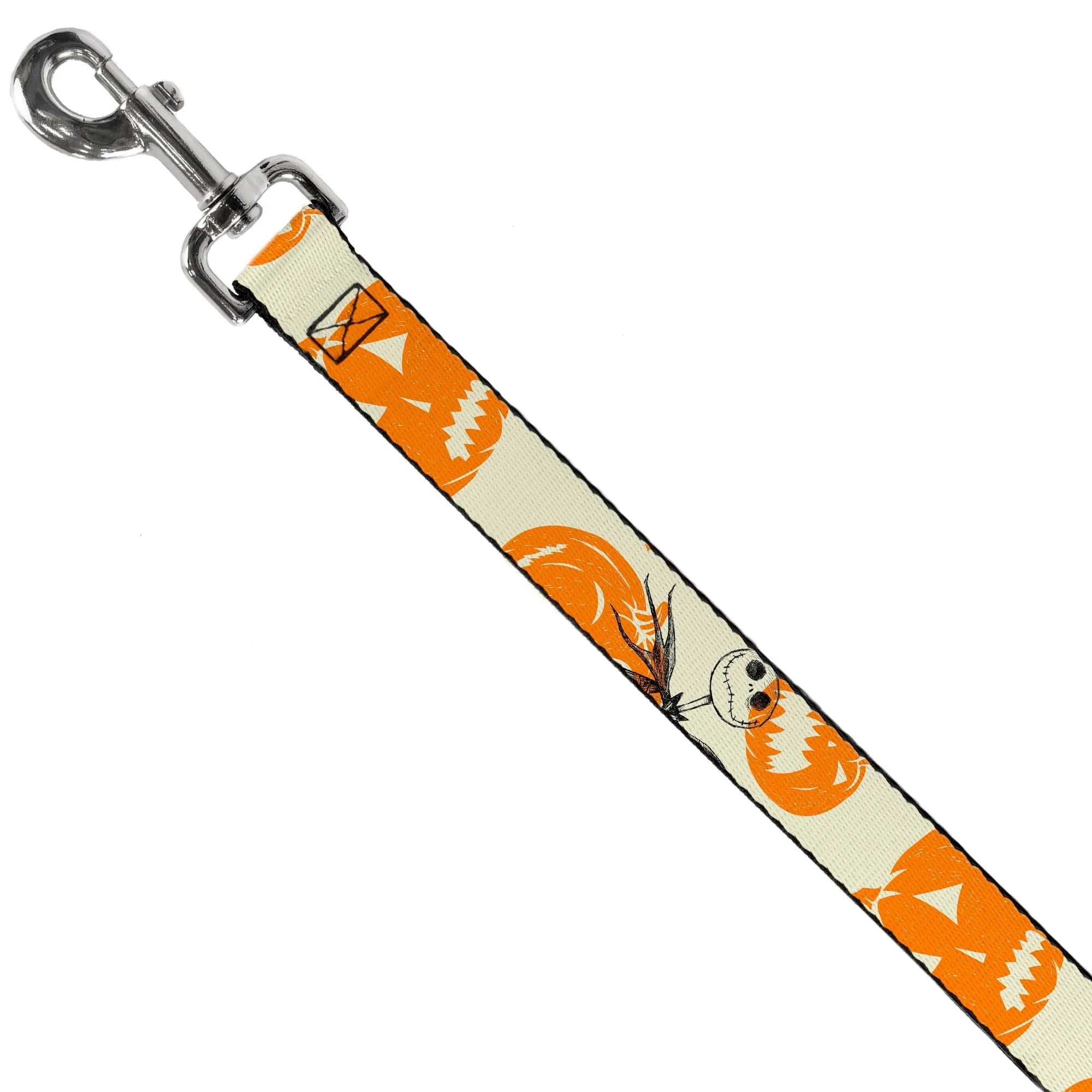 Dog Leash - The Nightmare Before Christmas Jack Pose and Pumpkins Collage Ivory/Orange/Black - Image 2