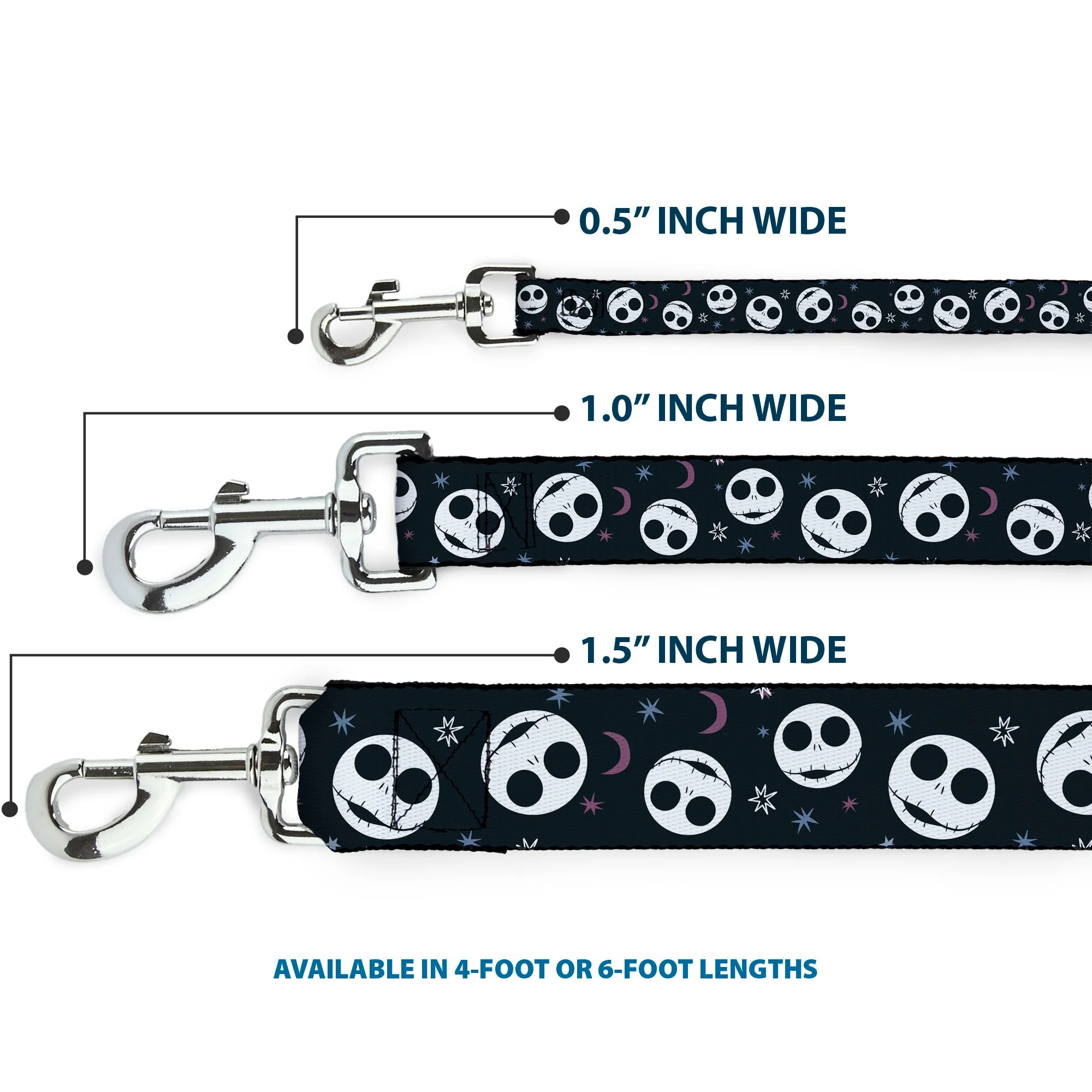 Dog Leash - The Nightmare Before Christmas Smiling Jack Moon and Stars Black - Image 3