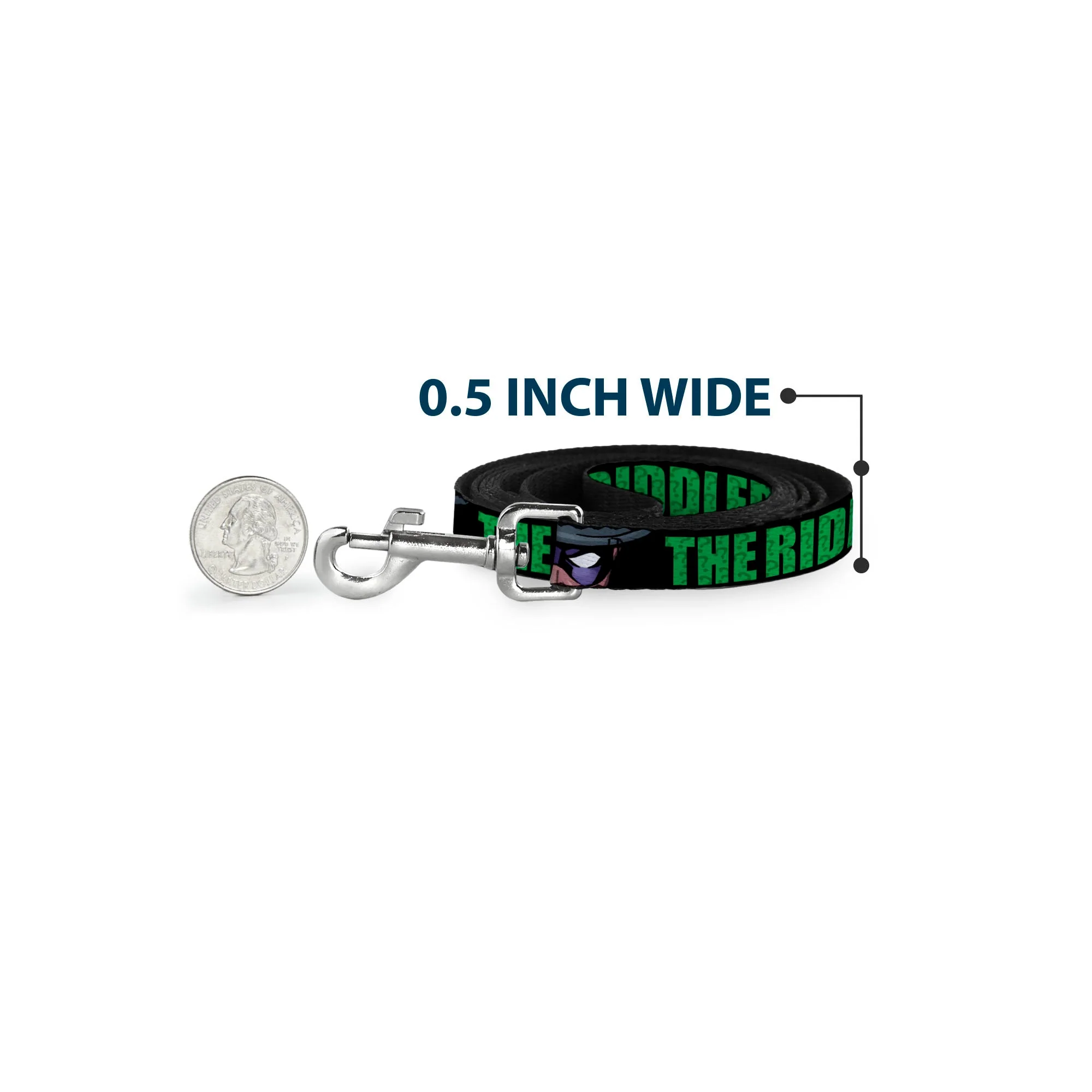 Dog Leash - THE RIDDLER/Face CLOSE-UP Black/Green - Image 4