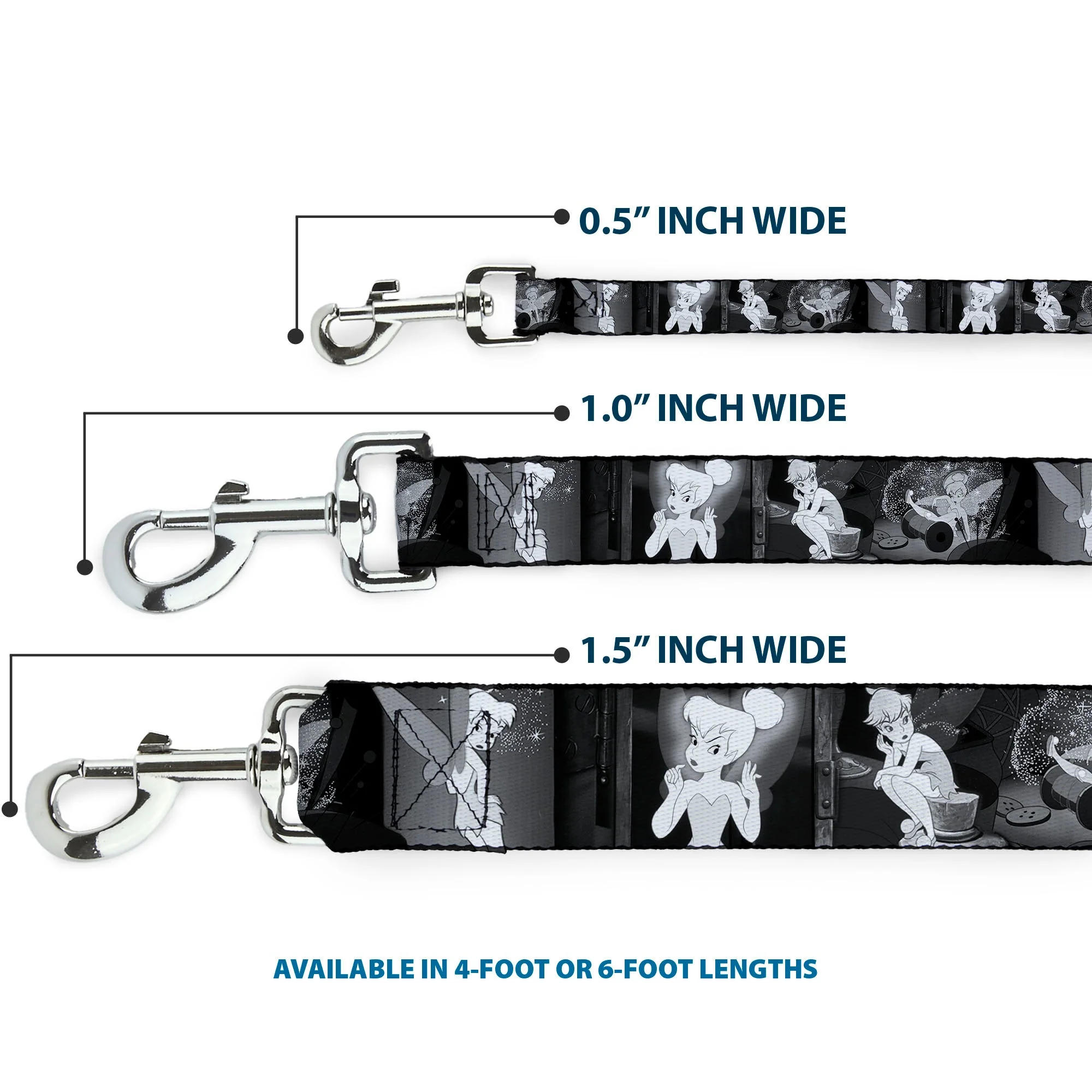 Dog Leash - Tinker Bell Scenes Black/White - Image 3