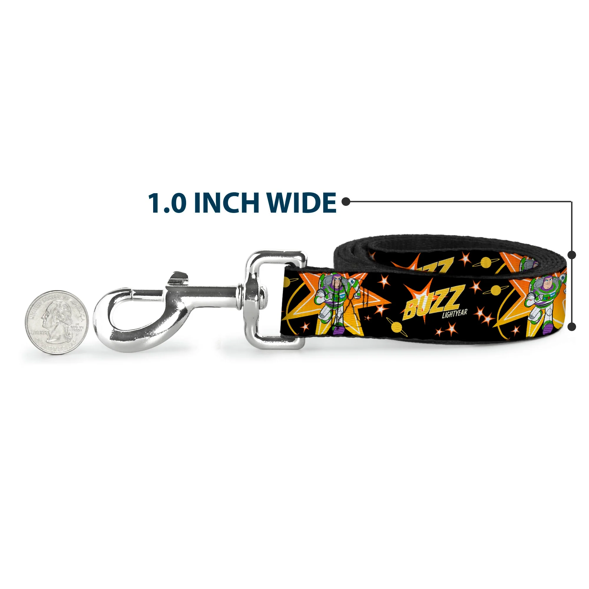 Dog Leash - Toy Story BUZZ LIGHTYEAR Running Pose/Stars Black/Orange/Yellow - Image 5
