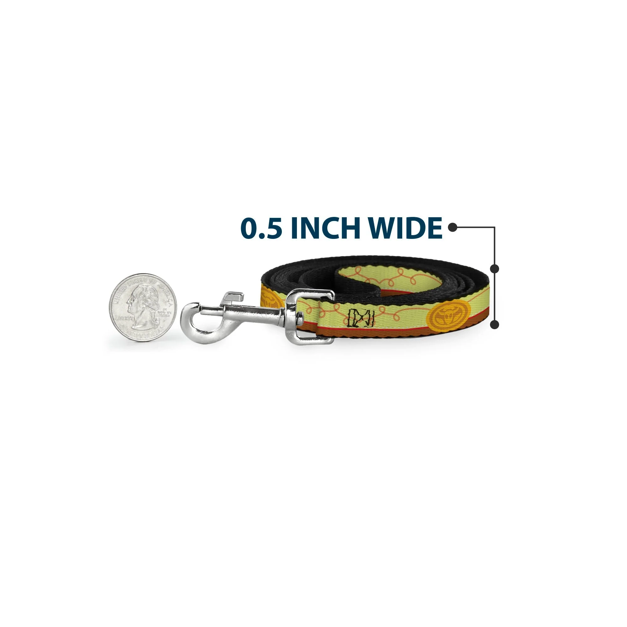 Dog Leash - Toy Story Jessie Bounding Cowboy Buckle Lasso Stripe Yellow/Red/Brown - Image 4