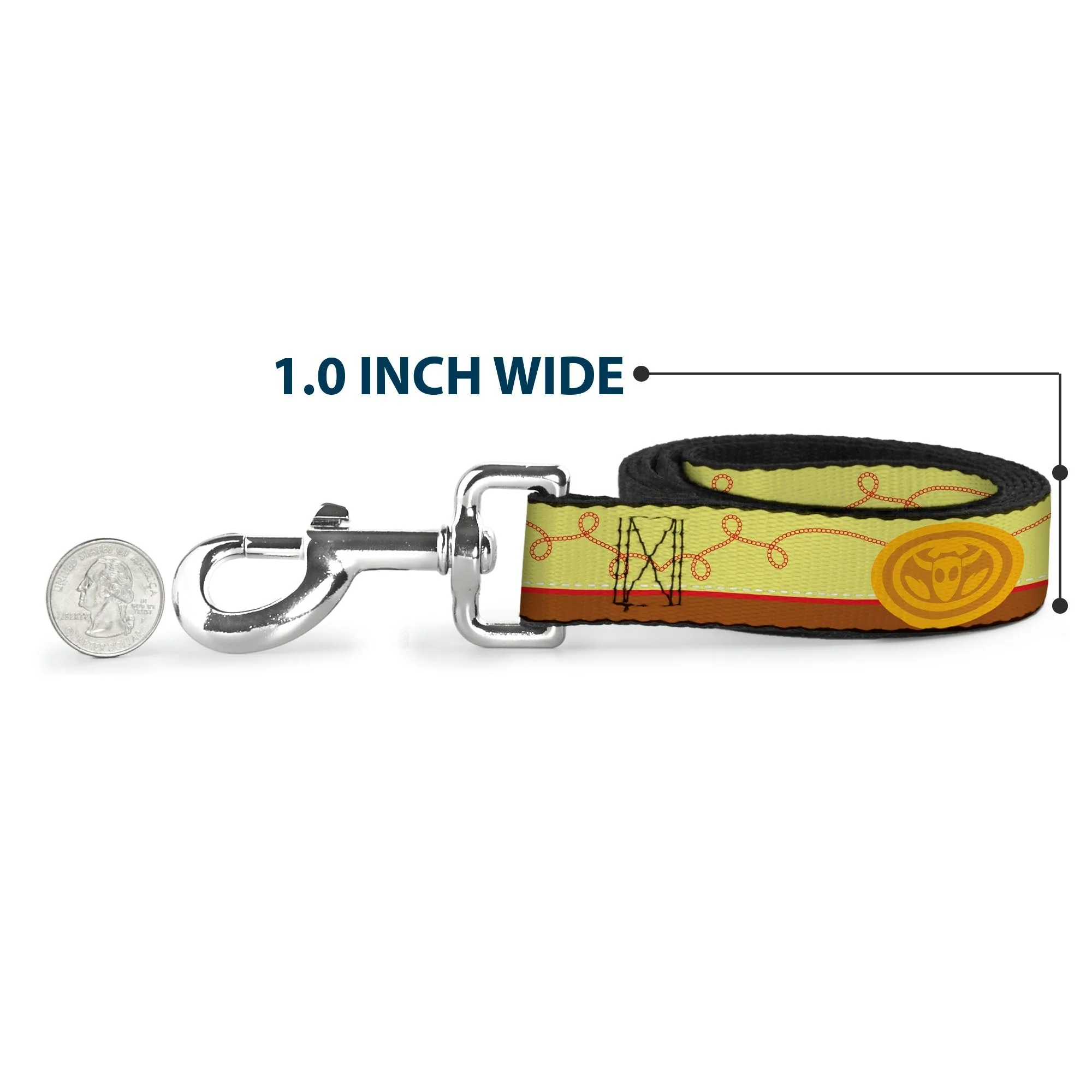 Dog Leash - Toy Story Jessie Bounding Cowboy Buckle Lasso Stripe Yellow/Red/Brown - Image 5