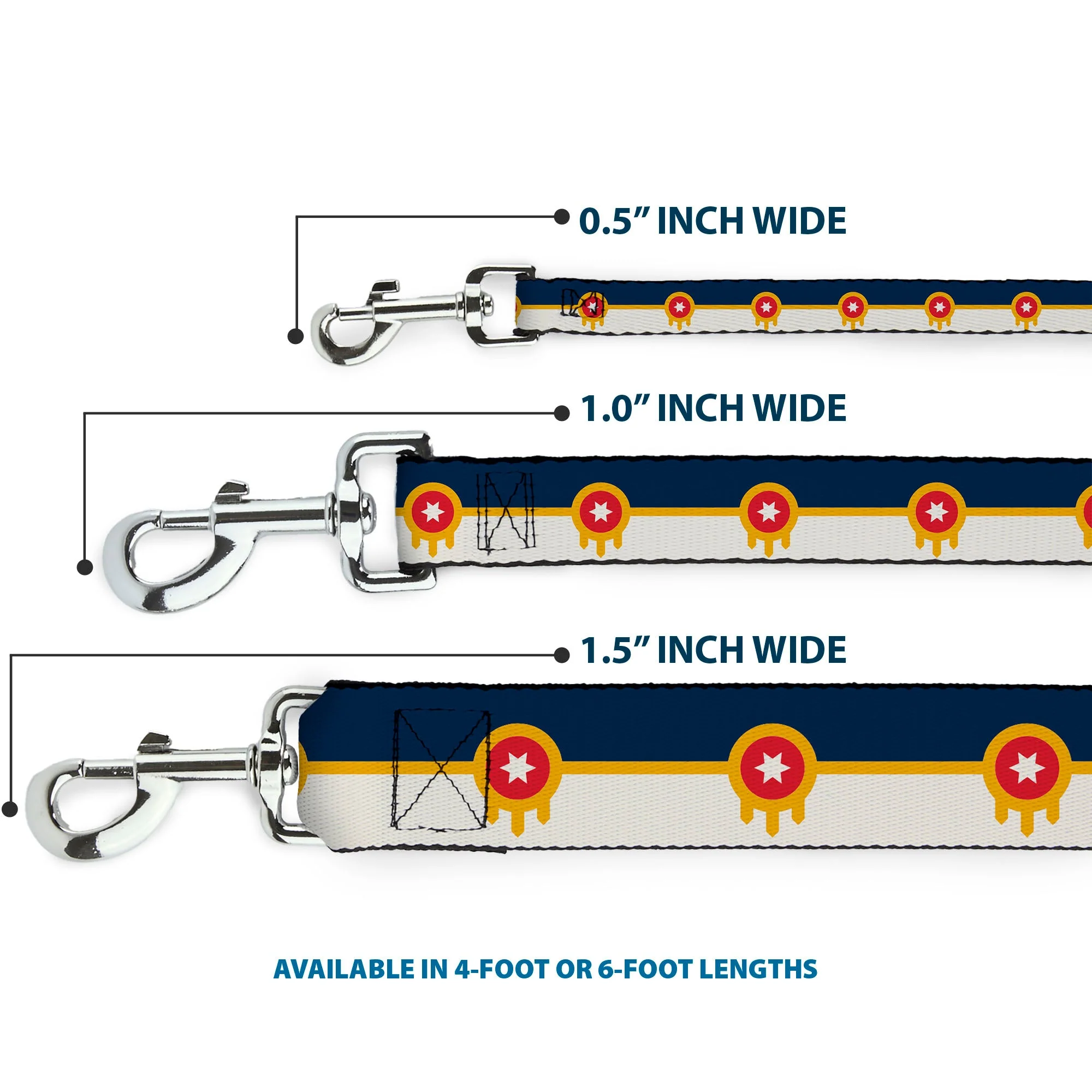 Dog Leash - Tulsa Oklahoma City Flag Navy Blue/Gold/Red/Beige - Image 3