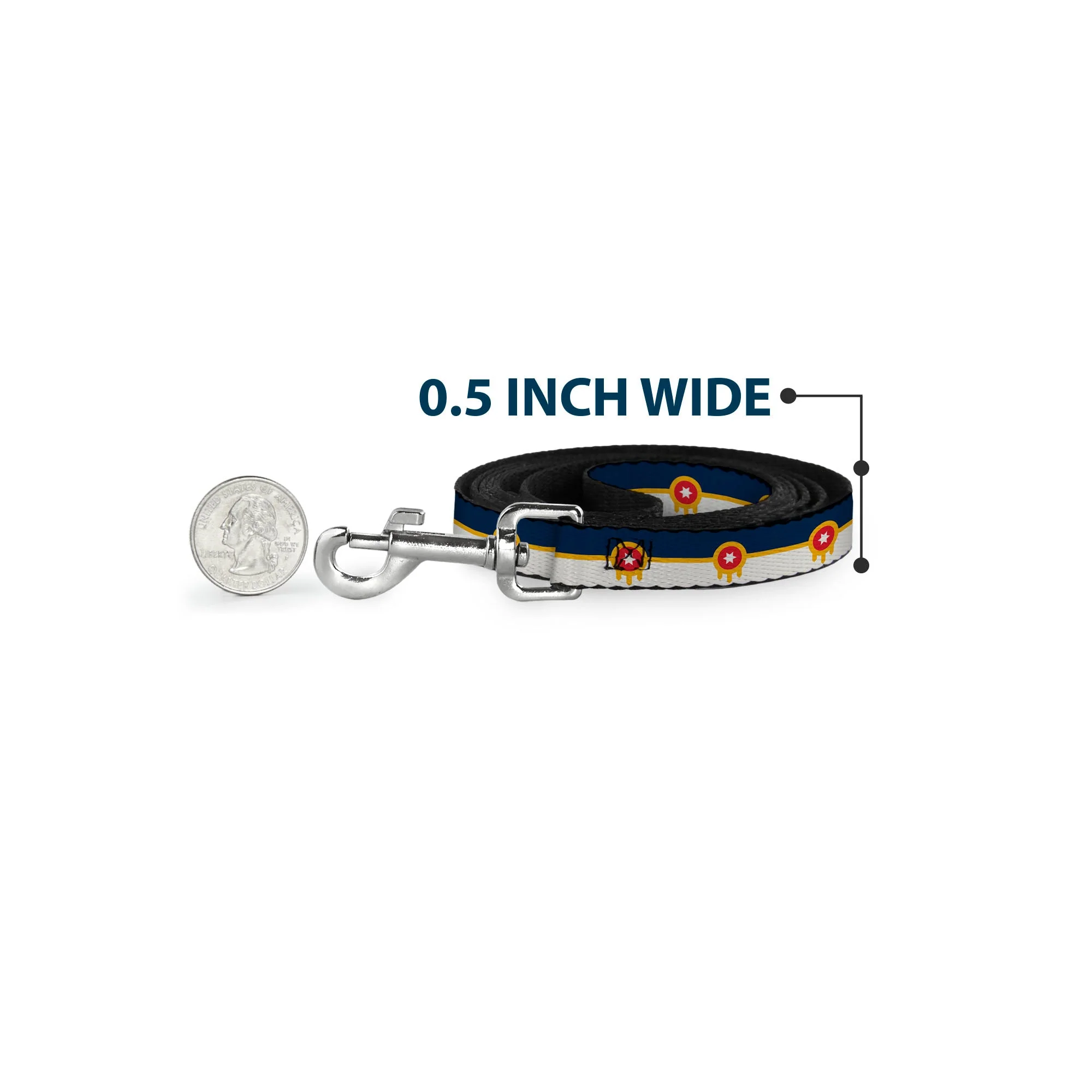 Dog Leash - Tulsa Oklahoma City Flag Navy Blue/Gold/Red/Beige - Image 4