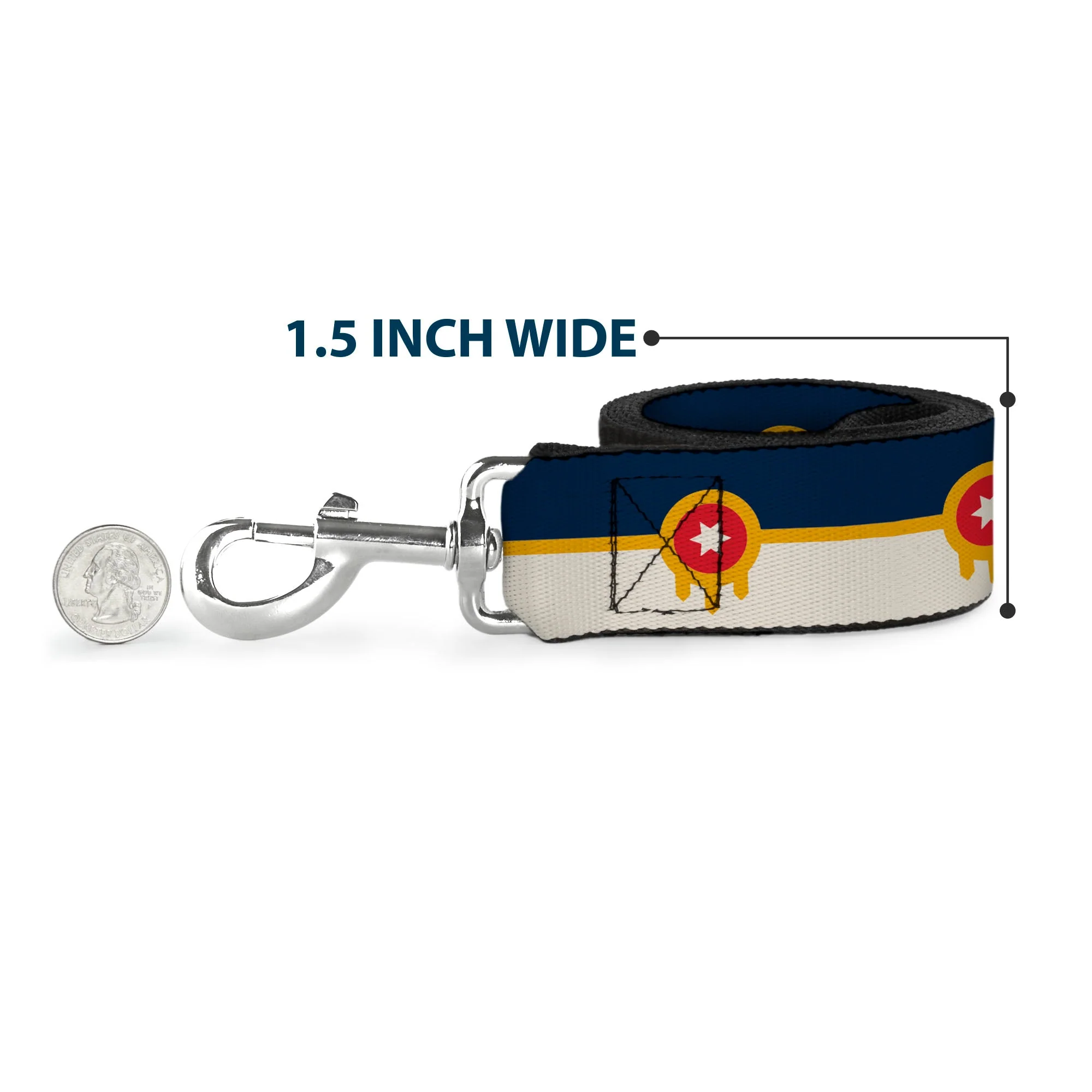 Dog Leash - Tulsa Oklahoma City Flag Navy Blue/Gold/Red/Beige - Image 6