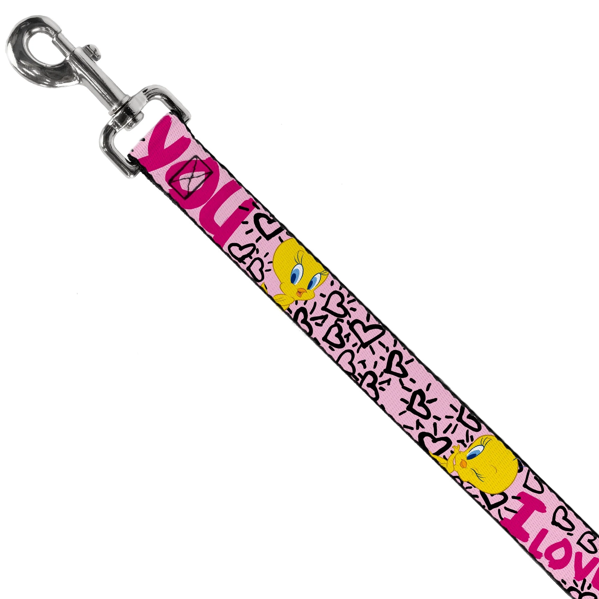 Dog Leash - Tweety Bird I LOVE YOU Pink/Black - Image 2
