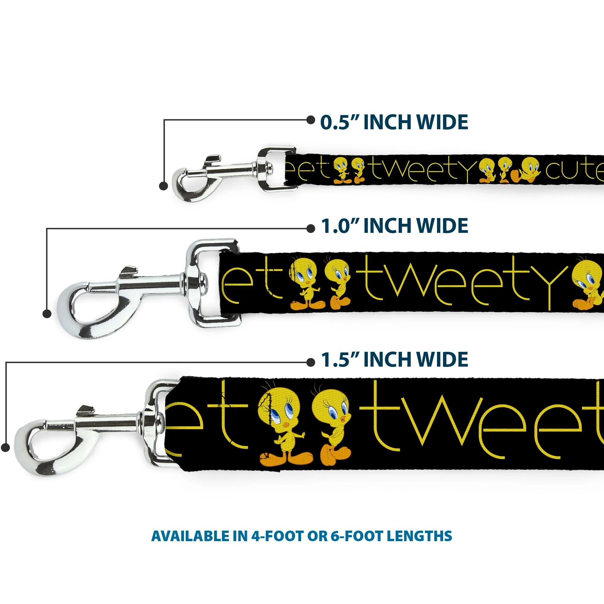 Dog Leash - Tweety Bird Poses CUTE AND SWEET Black/Yellow - Image 3