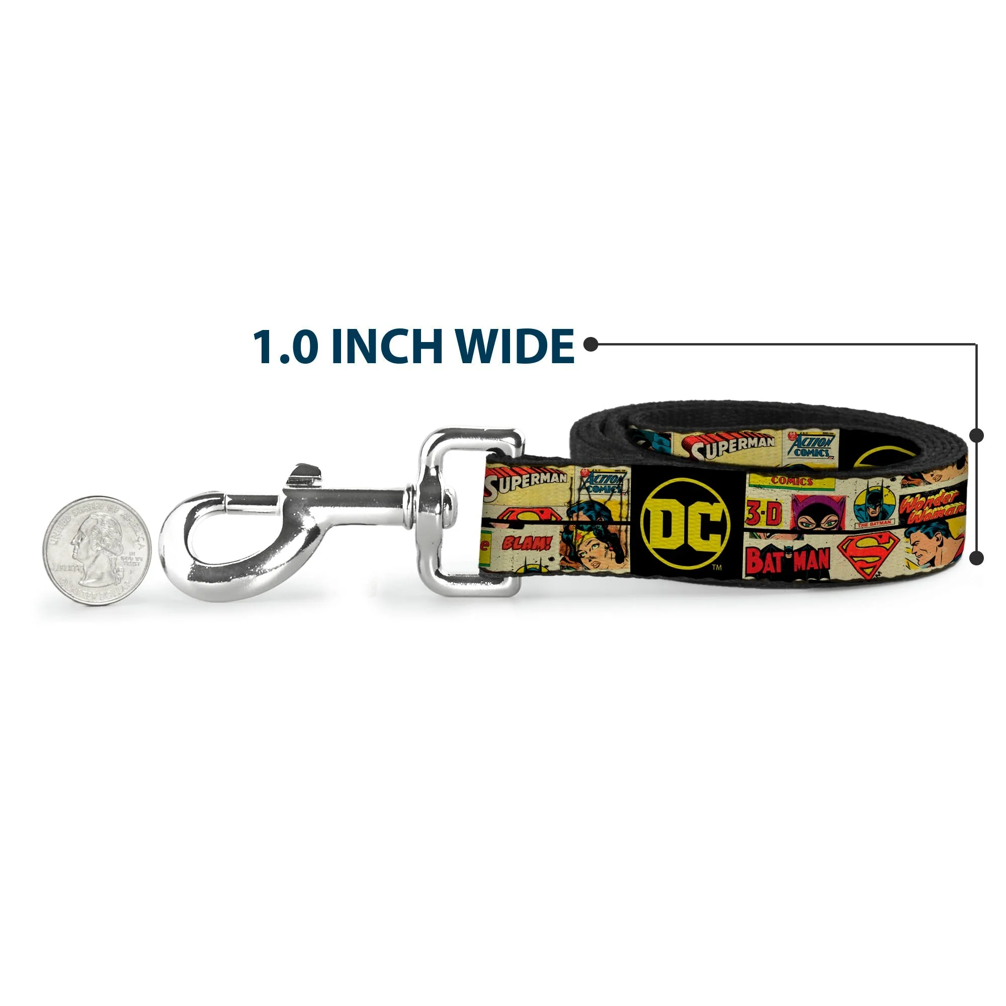 Dog Leash - Vintage DC Comics Superhero and Logos Collage Black - Image 5