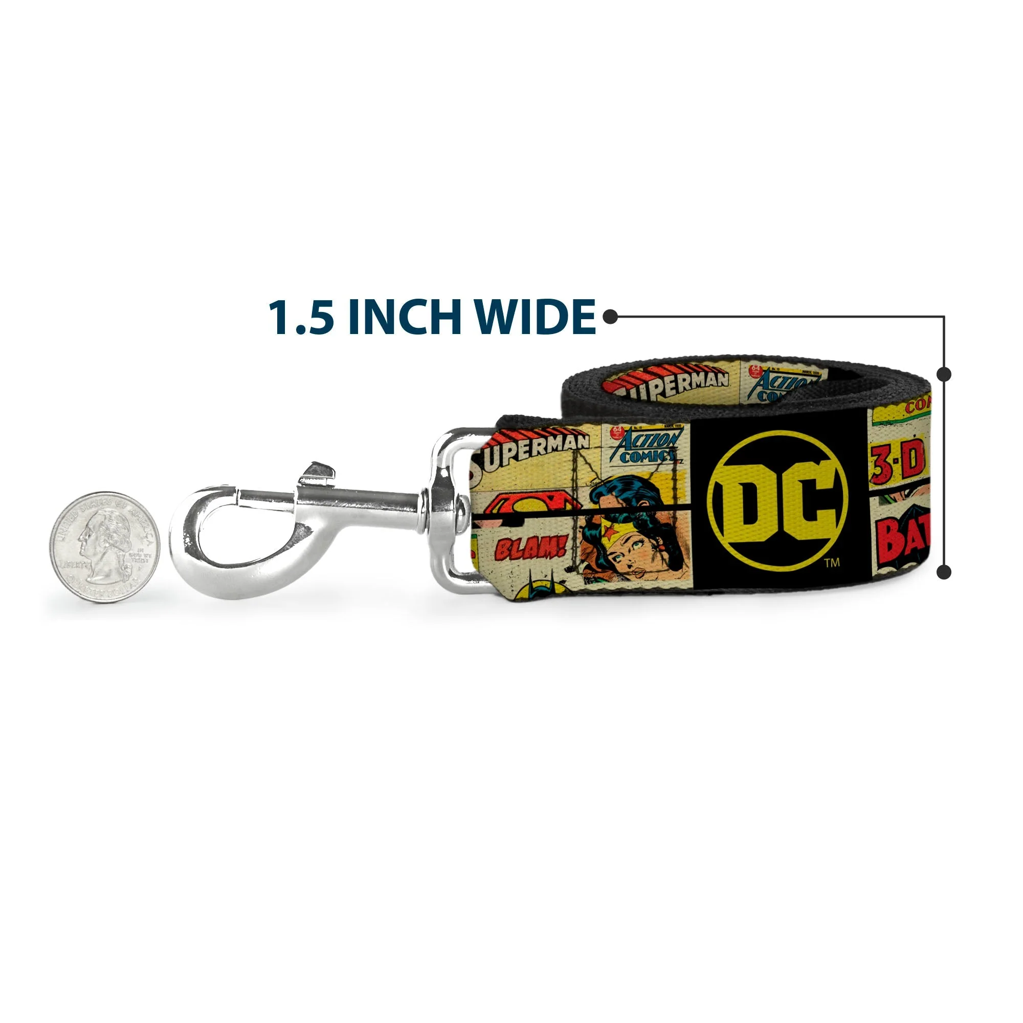 Dog Leash - Vintage DC Comics Superhero and Logos Collage Black - Image 6