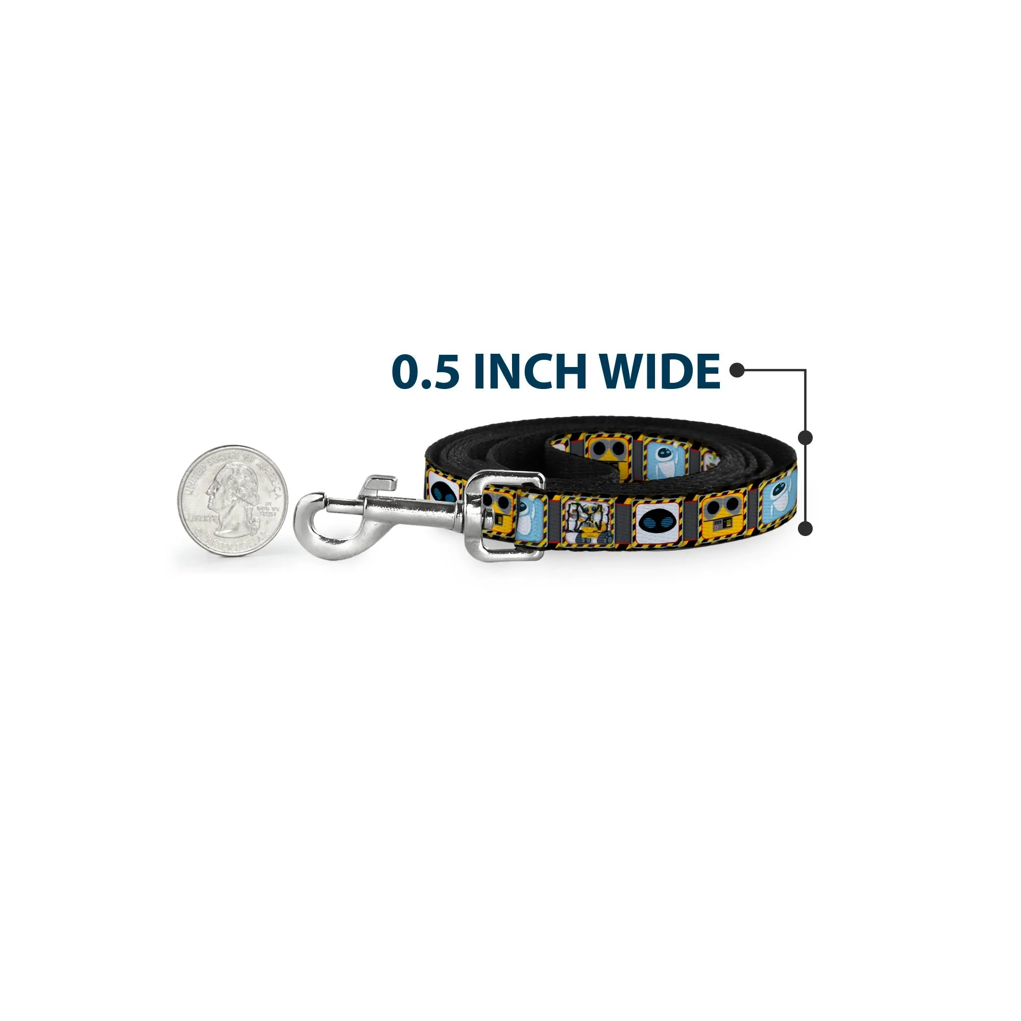 Dog Leash - WALL-E & EVE Pose/Face Hazard Blocks Gray/Yellow/Black - Image 4