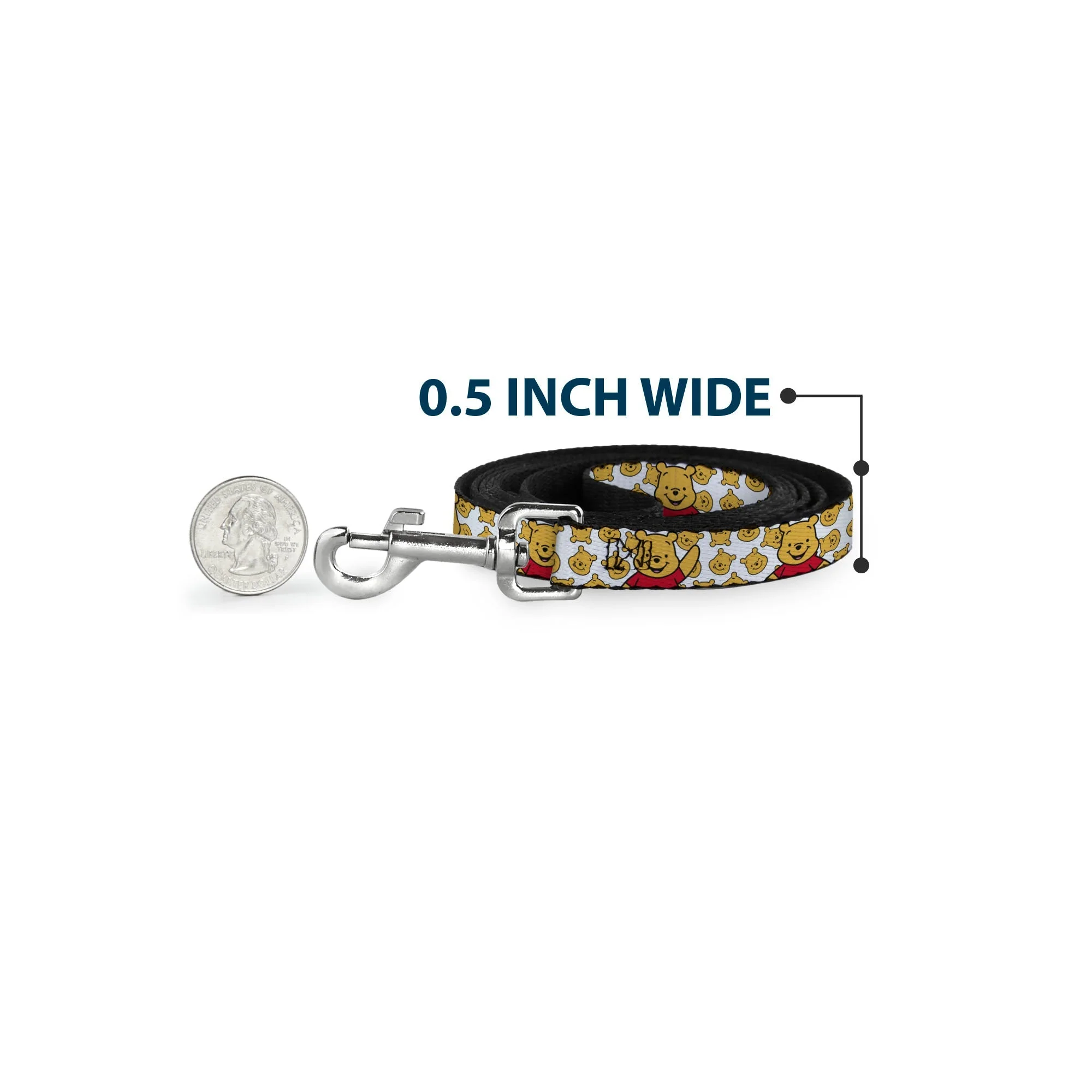 Dog Leash - Winnie the Pooh Chibi Pose and Expressions Scattered White - Image 4