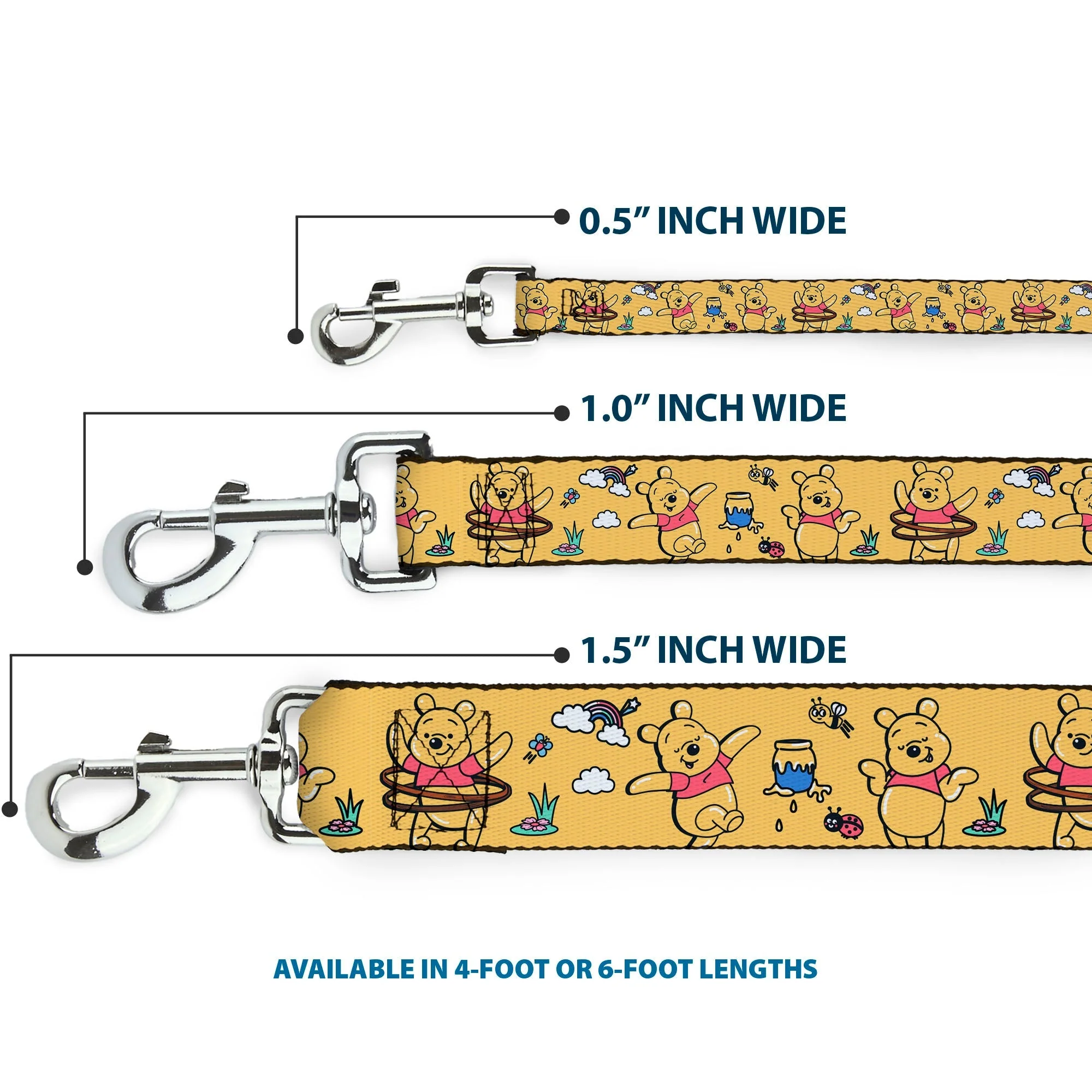 Dog Leash - Winnie the Pooh Happy Poses Golden Yellow - Image 3