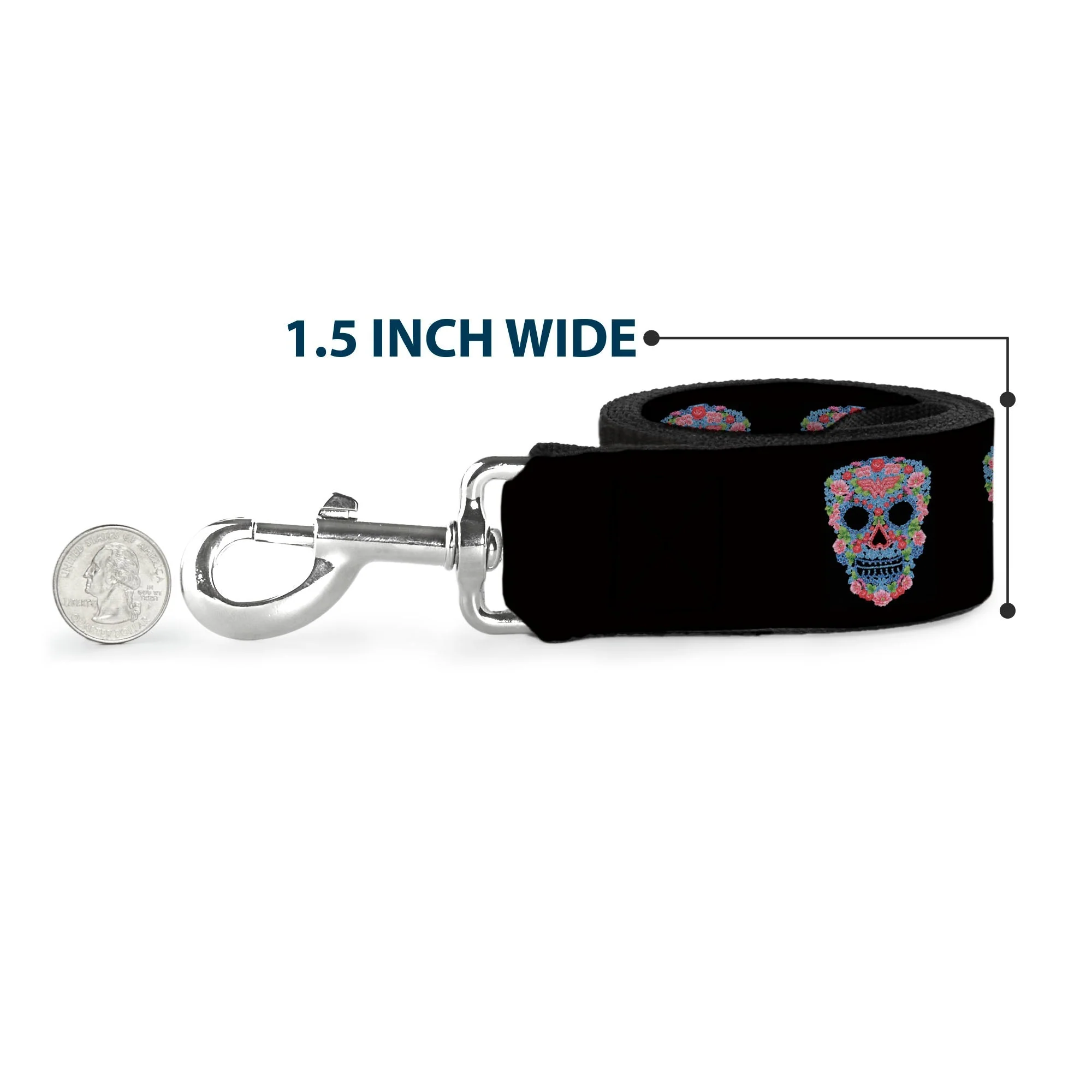 Dog Leash - Wonder Woman Floral Skull Black/Multi Pastel - Image 6