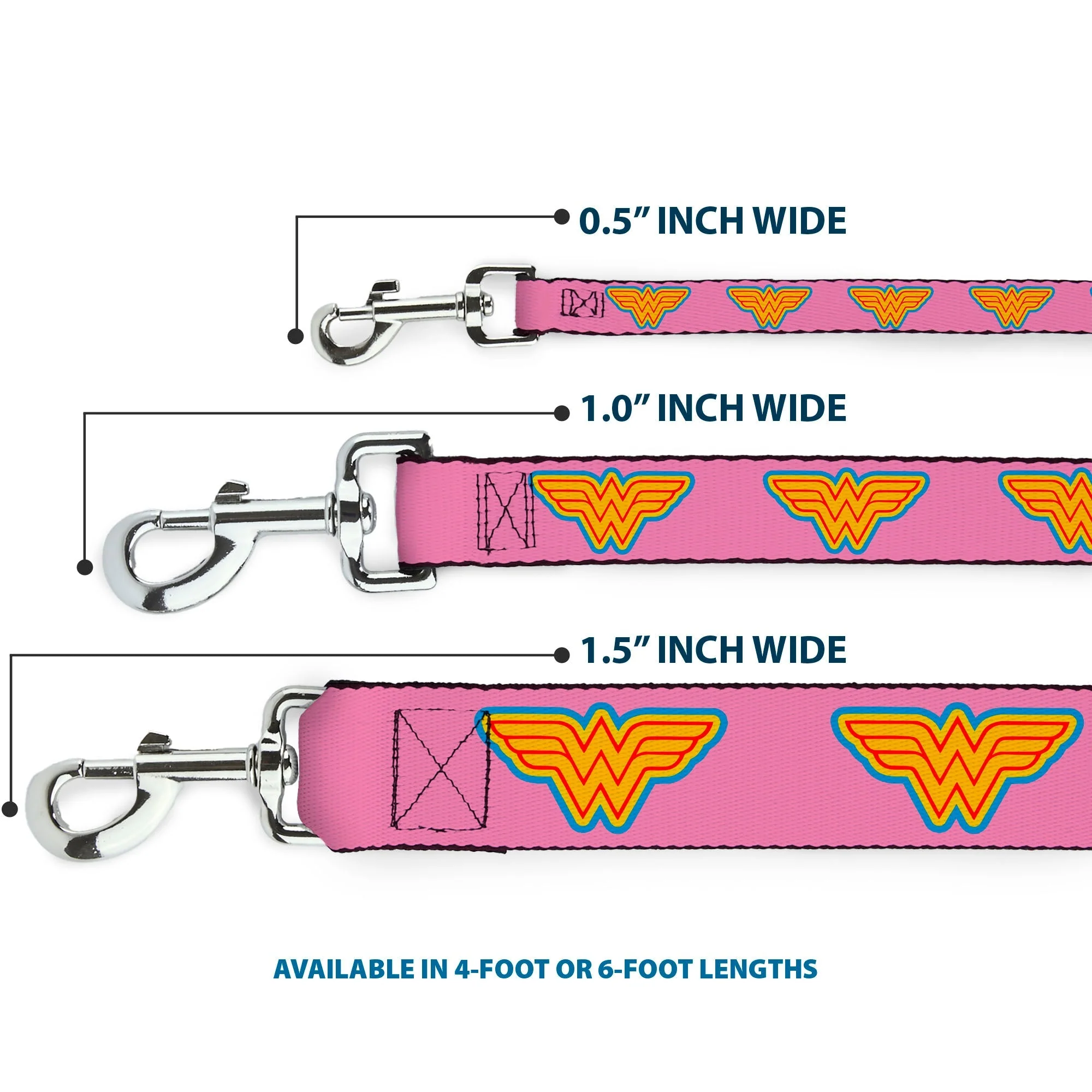 Dog Leash - Wonder Woman Logo Pink/Blue/Yellow/Pink - Image 3